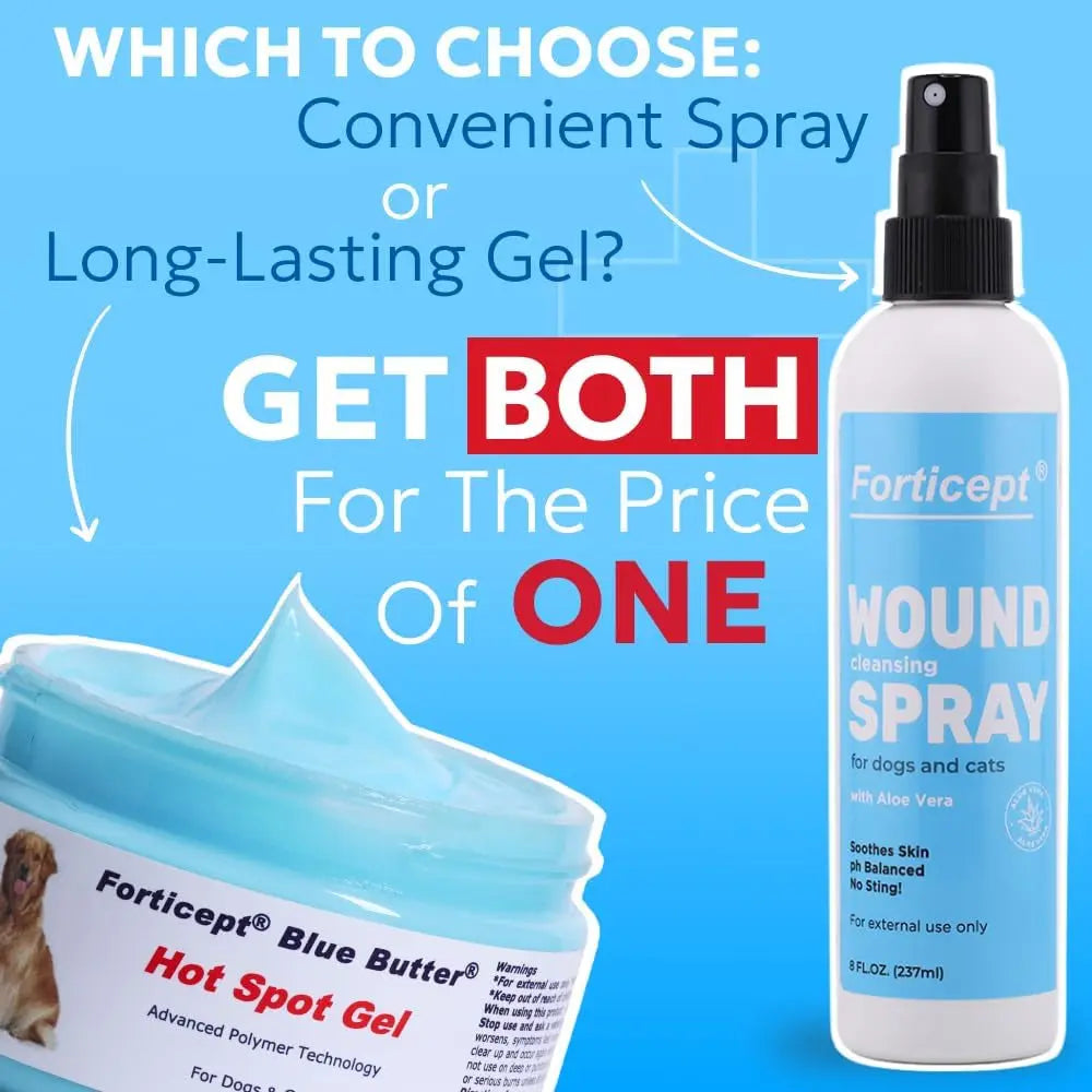 Forticept Blue Butter Hot Spot Gel for Dogs & Cats, Veterinary Skin Care 4 oz