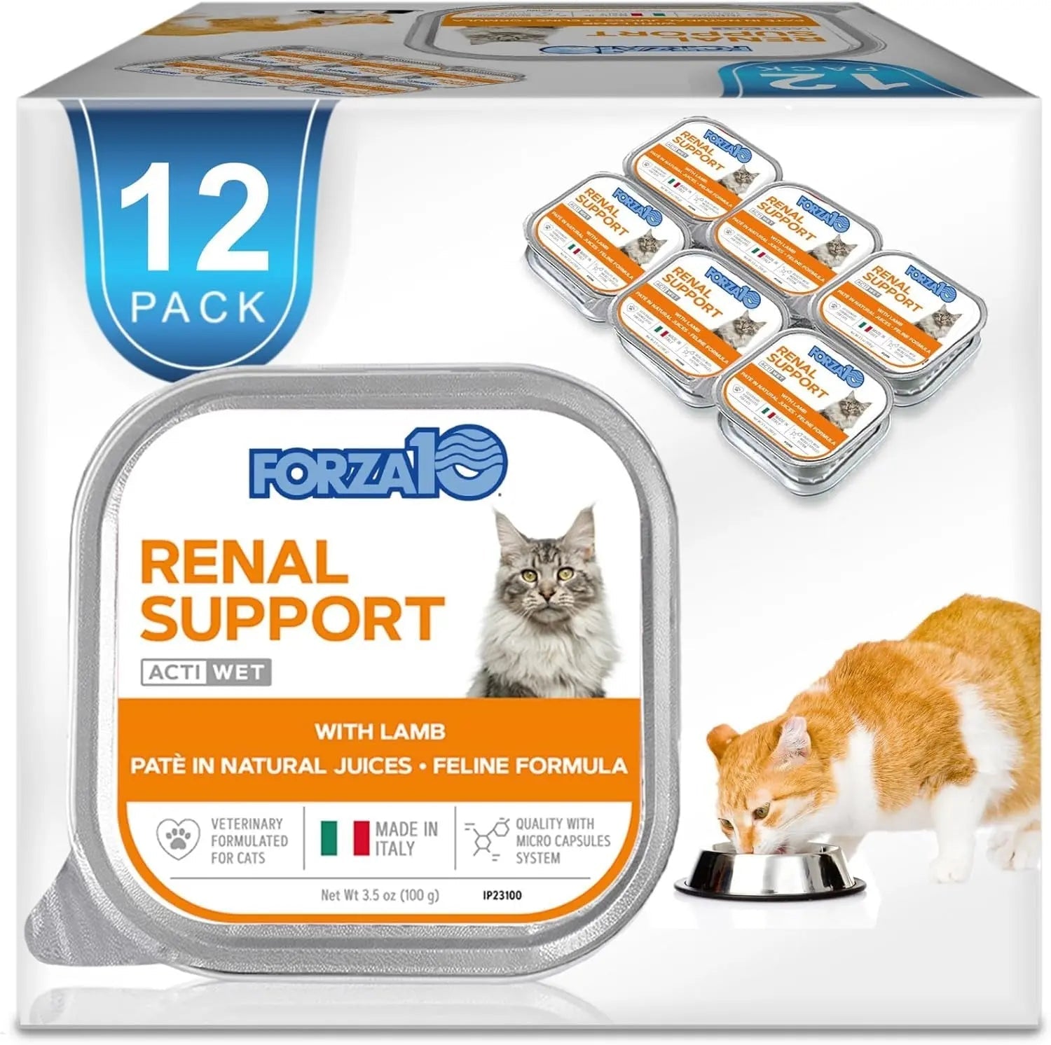 Forza10 Renal Wet Cat Food Lamb, Vet-Formulated Kidney Care, 3.5oz x12