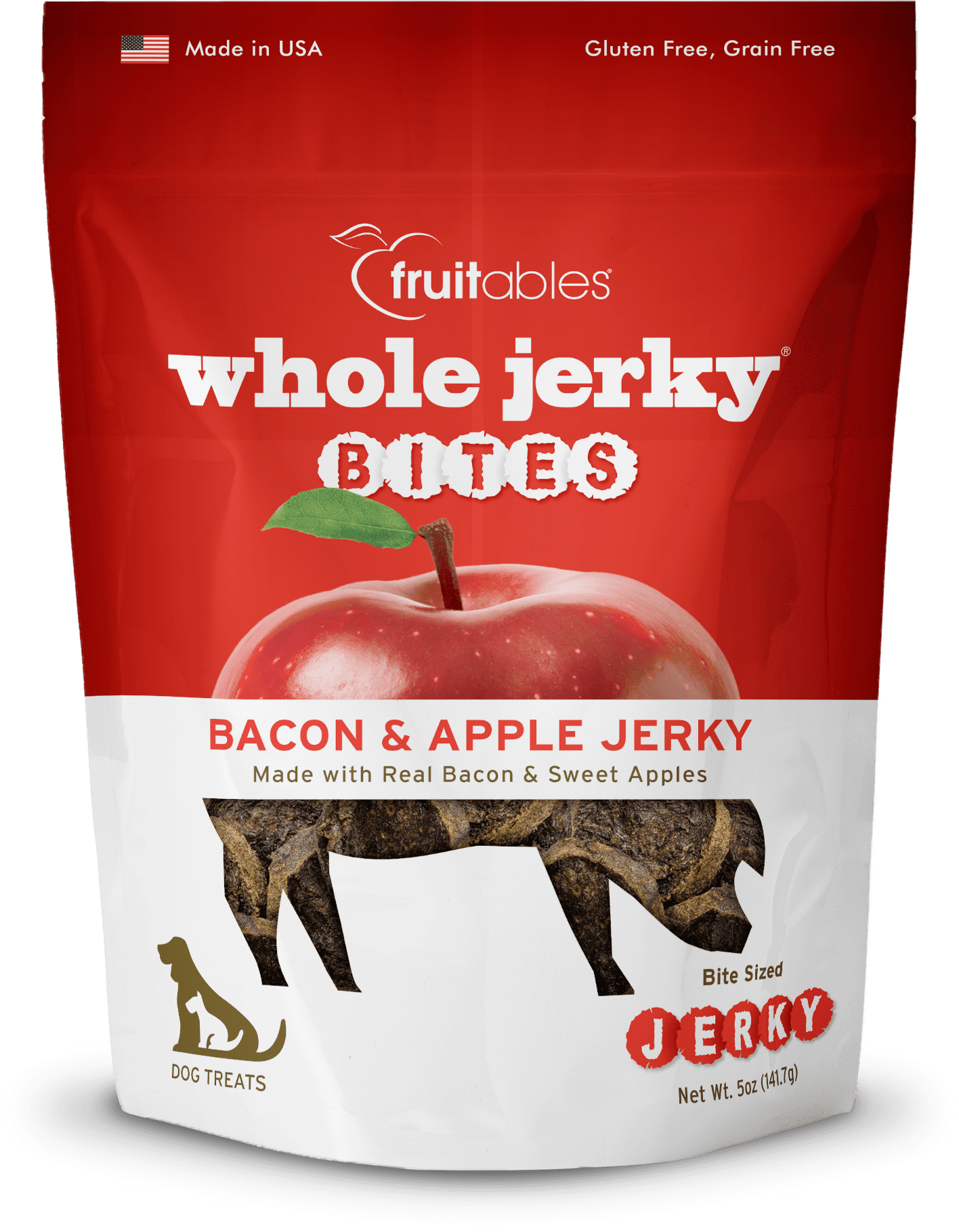 Fruitables Small Dog Jerky Treats ?Bacon & Apple Flavor ?Dry Jerky ?5Oz