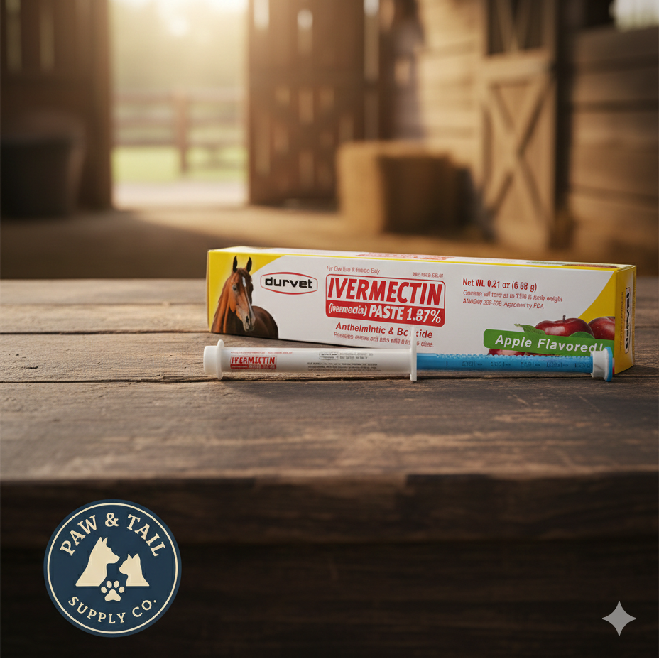 Durvet Ivermectin Horse Wormer Apple Flavor Broad Spectrum Equine Dewormer