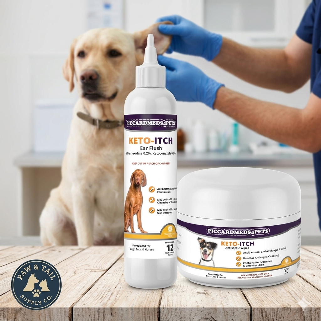 Piccardmeds4pets Pet Ear & Skin Care Kit Wipes + Ear Flush for Itch & Odor Pet Bundle