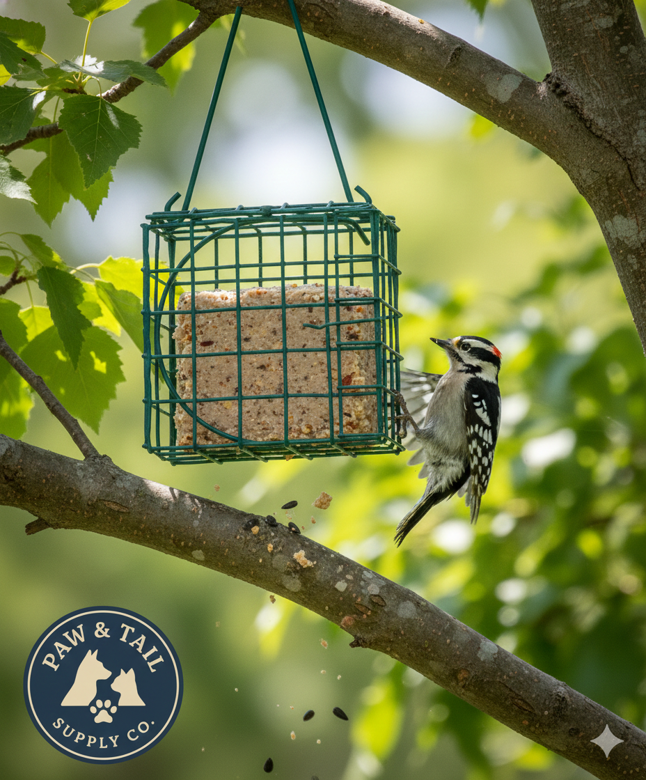 Large Suet Basket Feeder with Hanger Cage Grid for Clinging Birds Outdoor