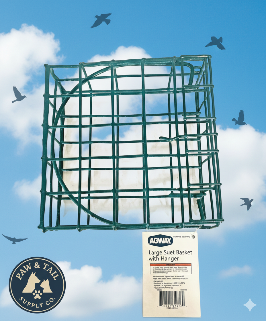 C&S Berry Suet Treat Bird Cake 11.75 oz & Large Suet Basket Feeder Combo
