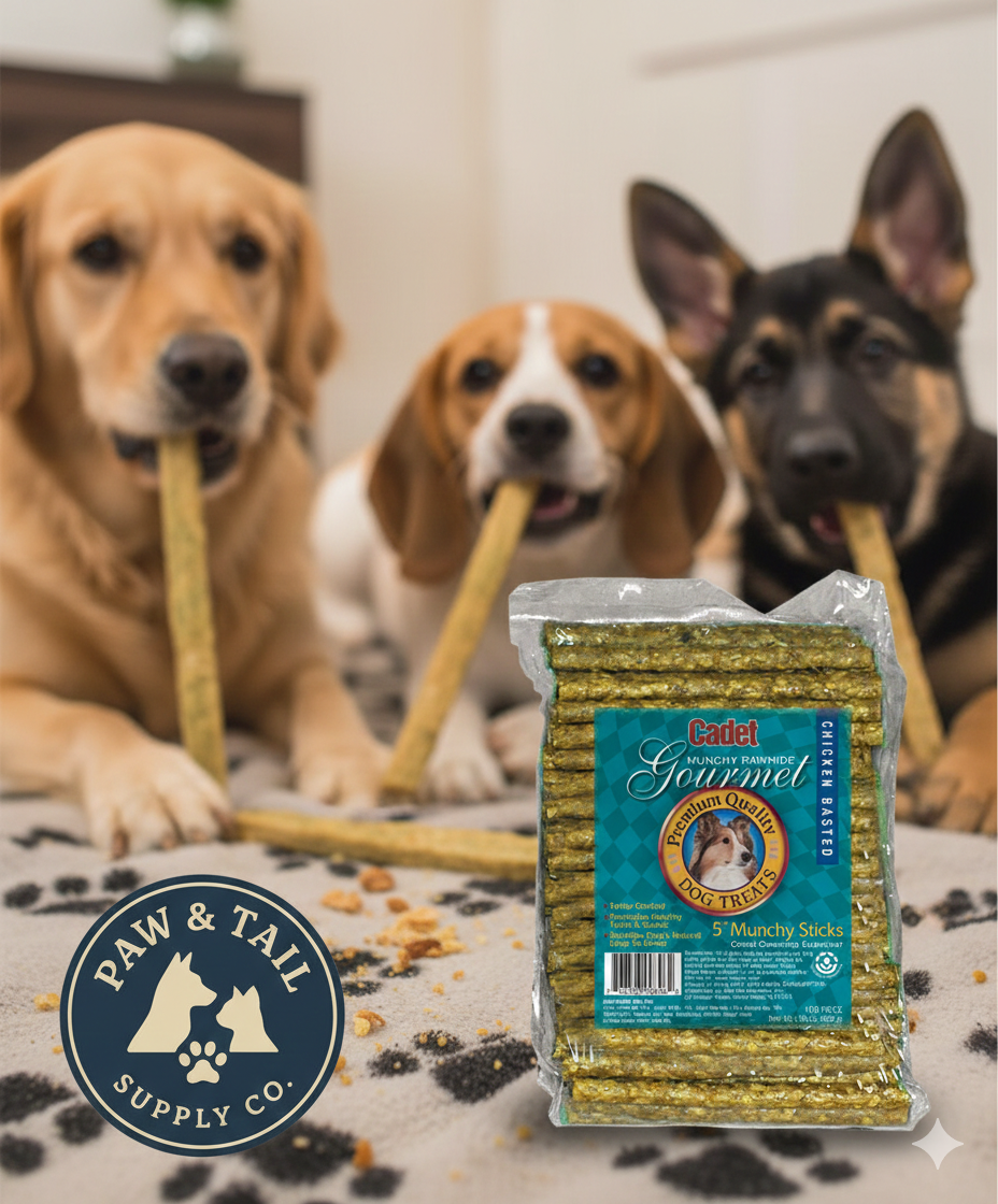 Cadet Rawhide Munchy Sticks Chicken Basted Dog Treats 5" 100PCK