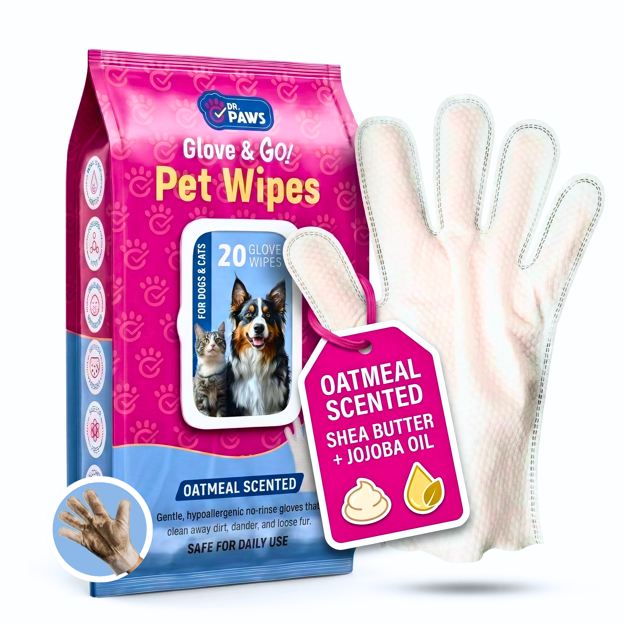 Glove & Go! Glove Grooming Wipes for Dogs & Cats