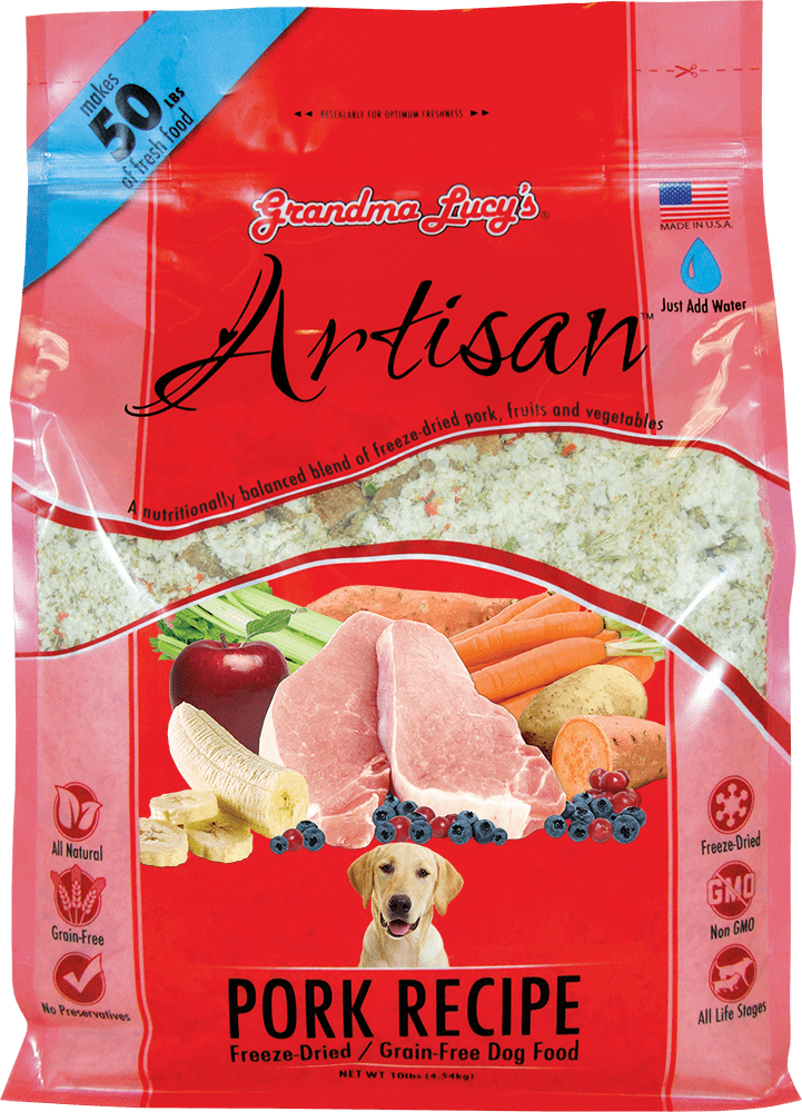 Grandma LucyS Artisan Grain-Free Pork Freeze-Dried Dog Food, 10-Lb Bag