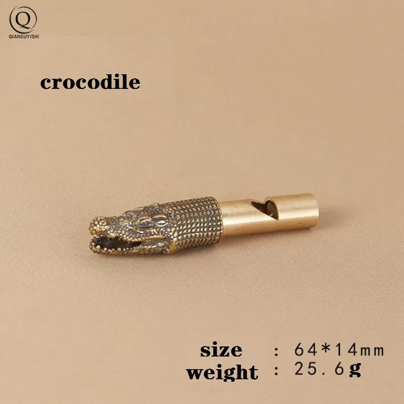 Pure Brass Outdoor Skull Whistle Keyring Hanging Jewelry Copper Training High Pitch Whistles Pendants Gifts Key Chain Ring DIY