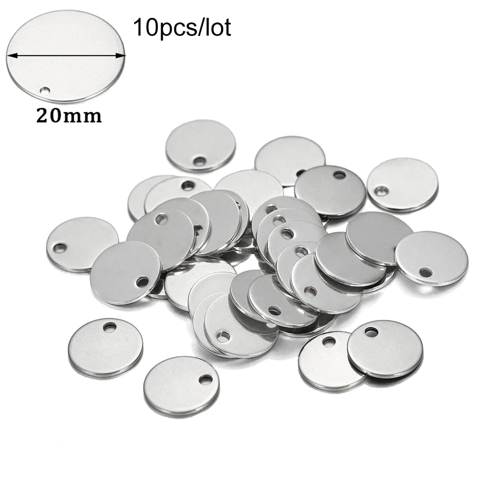 10-50Pcs Gold Stainless Steel Customized Dog Tag Heart-Shaped Oval Blanks Charm Pendant Charms For DIY Jewelry Making Supplies
