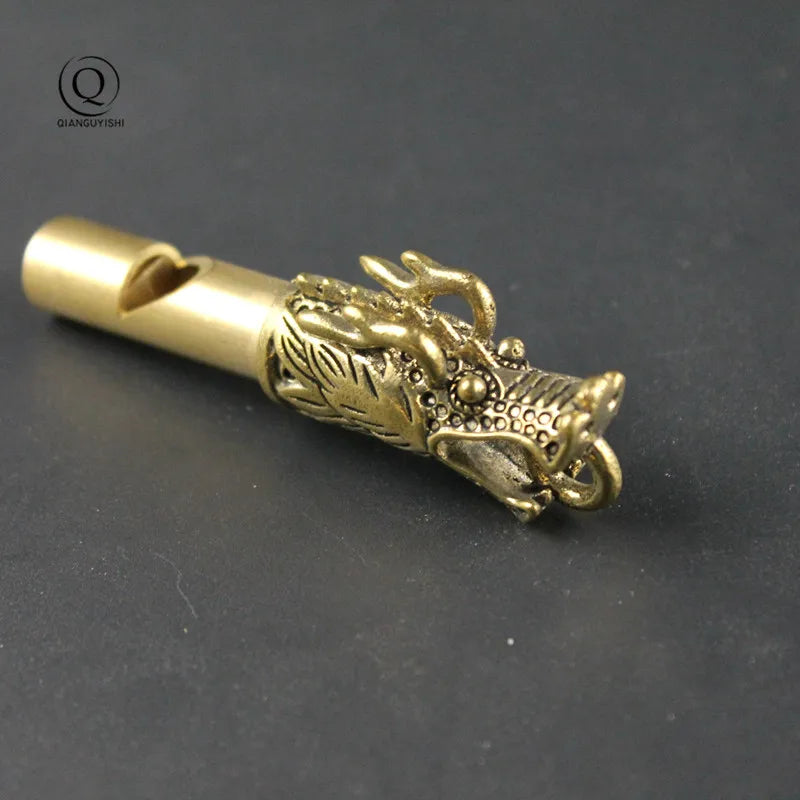 Pure Brass Outdoor Skull Whistle Keyring Hanging Jewelry Copper Training High Pitch Whistles Pendants Gifts Key Chain Ring DIY