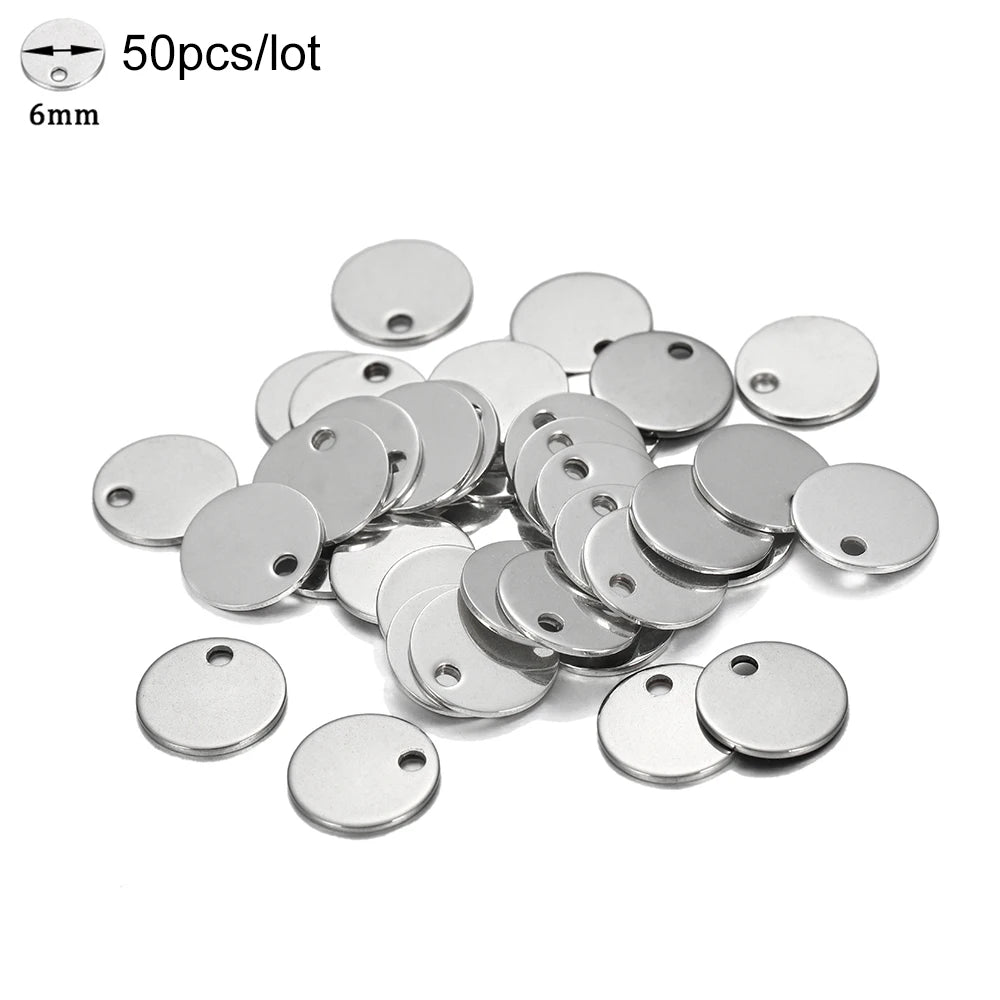 10-50Pcs Gold Stainless Steel Customized Dog Tag Heart-Shaped Oval Blanks Charm Pendant Charms For DIY Jewelry Making Supplies