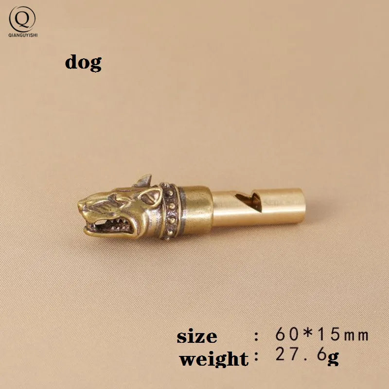 Pure Brass Outdoor Skull Whistle Keyring Hanging Jewelry Copper Training High Pitch Whistles Pendants Gifts Key Chain Ring DIY