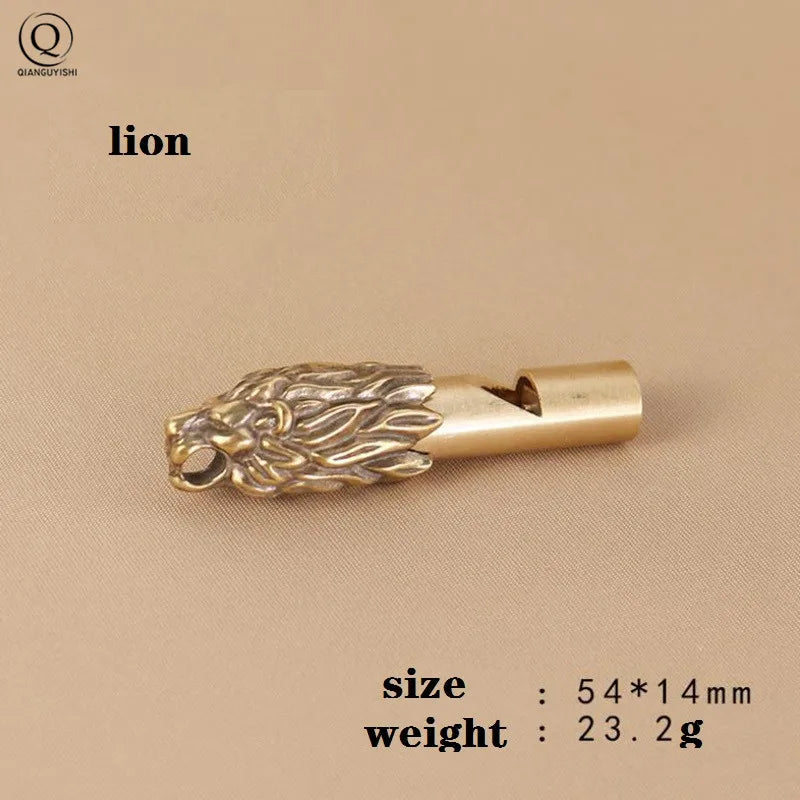 Pure Brass Outdoor Skull Whistle Keyring Hanging Jewelry Copper Training High Pitch Whistles Pendants Gifts Key Chain Ring DIY