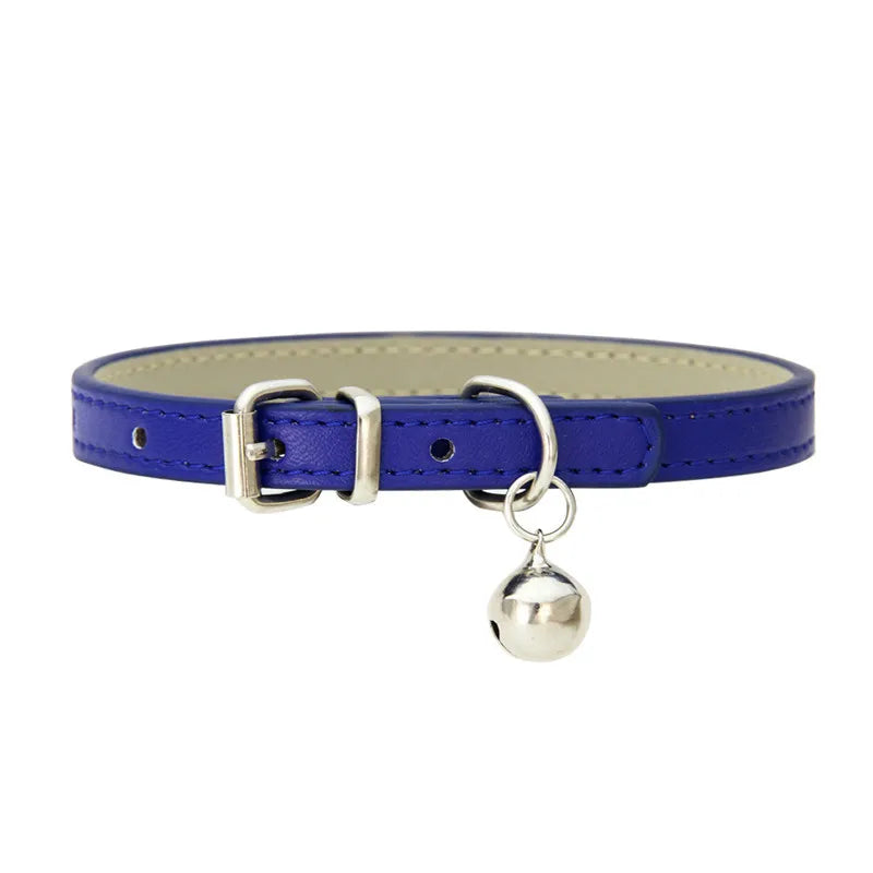 Cute Cat Collar Solid Faux Leather Adjustable Pet Collars with Bells Cats Products for Pets Dog Accessories