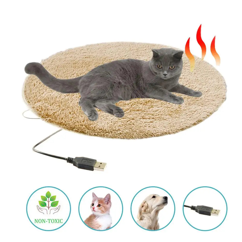Winter Pet Electric Heating Pad Blanket Dog Cat Bed Plush Mat USB Charging For Travel