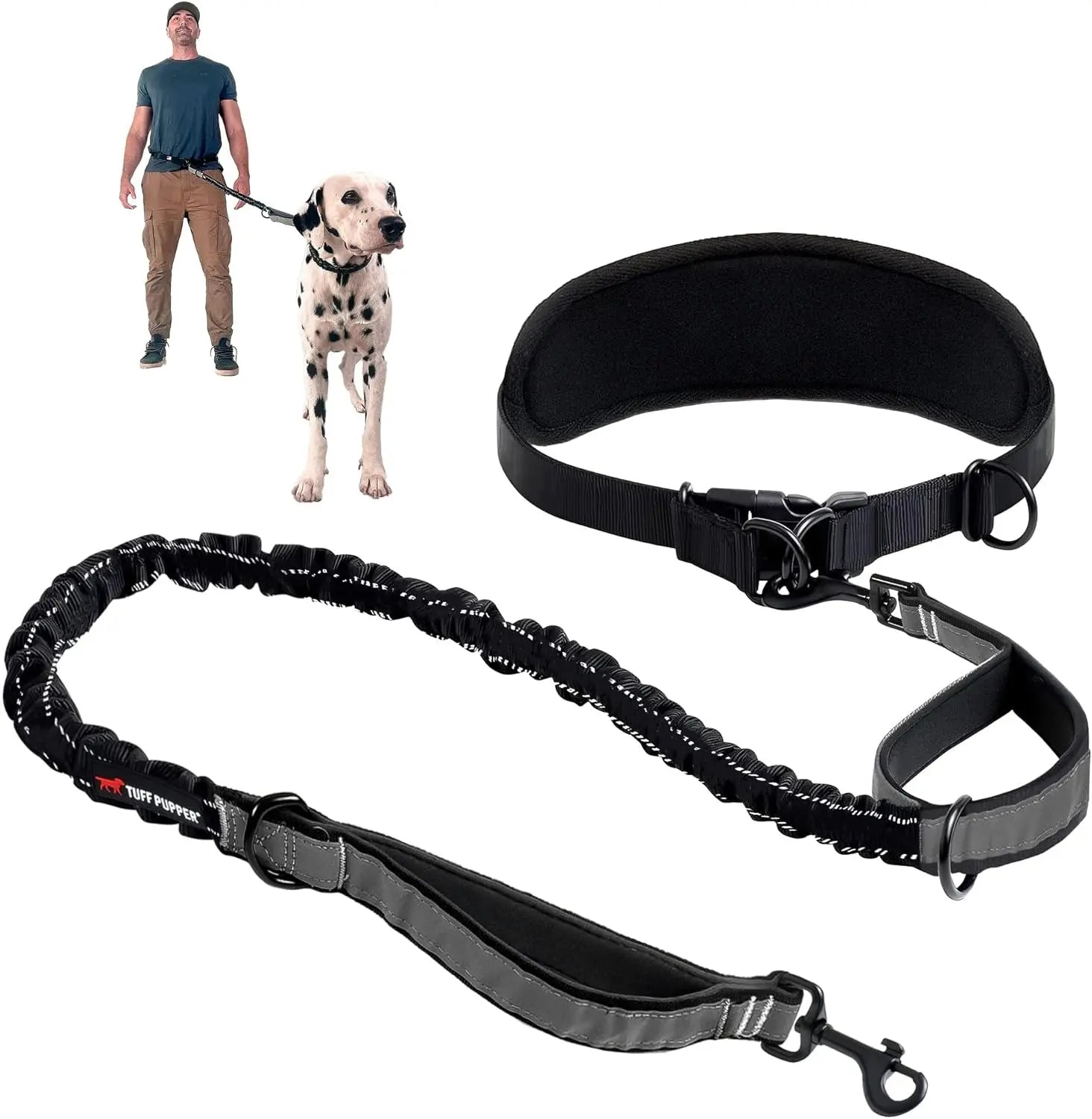 Hands Free Dog Leash Heavy Duty Bungee Waist Belt Reflective Training