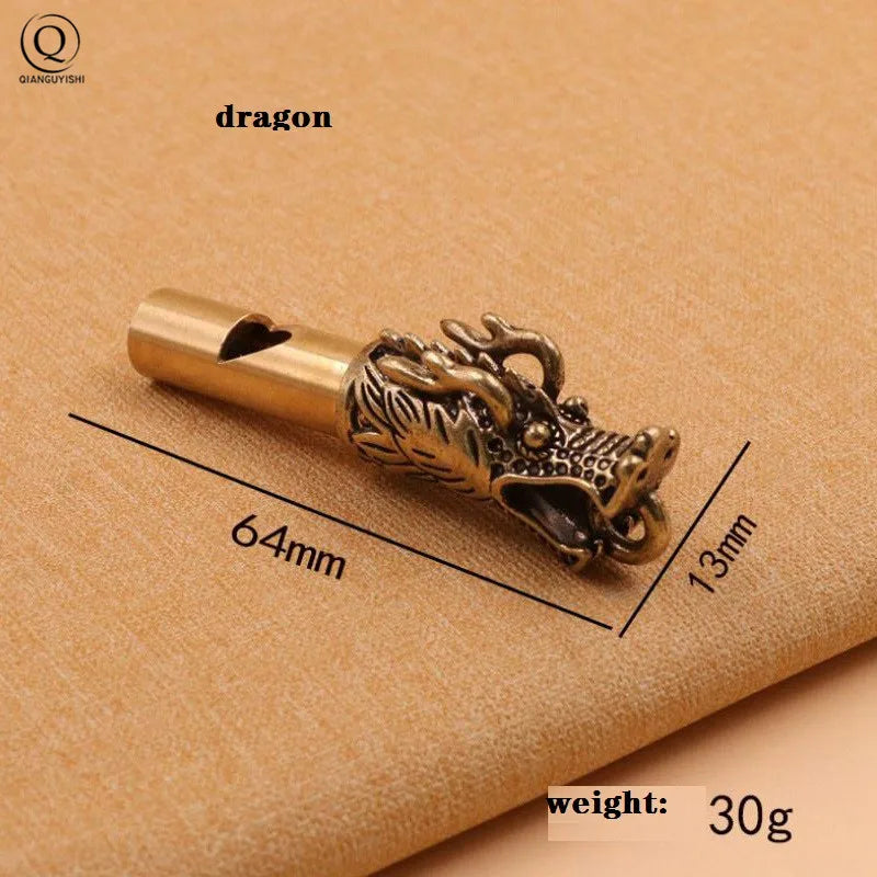 Pure Brass Outdoor Skull Whistle Keyring Hanging Jewelry Copper Training High Pitch Whistles Pendants Gifts Key Chain Ring DIY