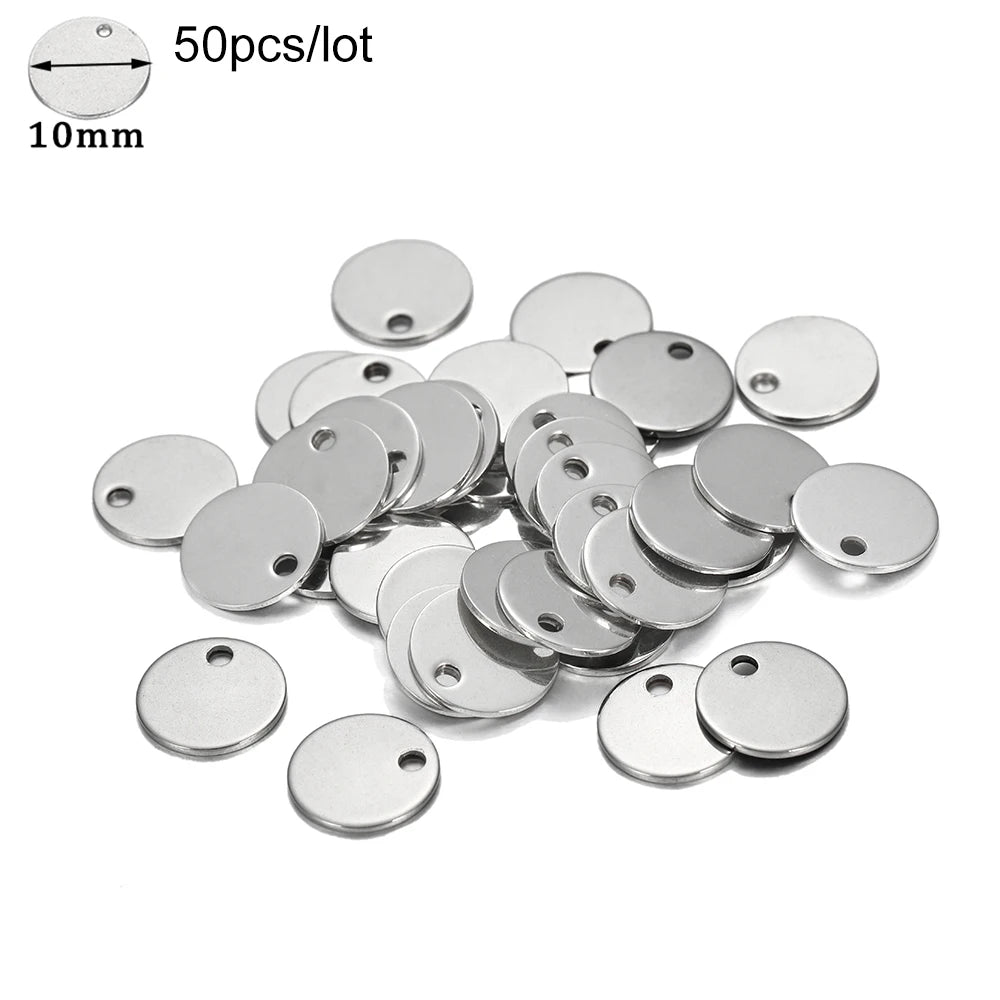 10-50Pcs Gold Stainless Steel Customized Dog Tag Heart-Shaped Oval Blanks Charm Pendant Charms For DIY Jewelry Making Supplies