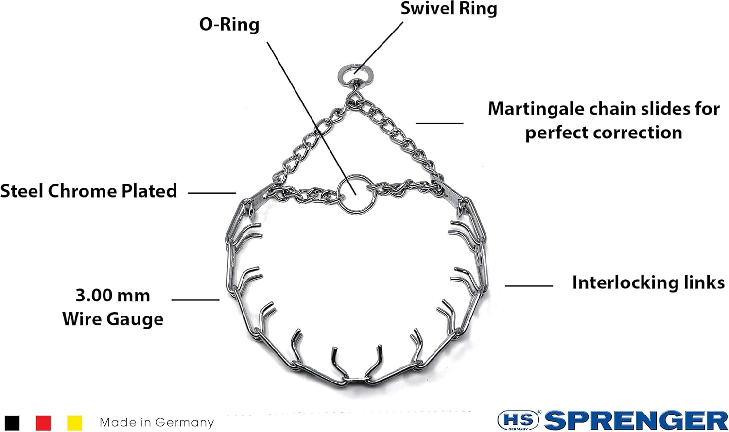 Herm Sprenger Prong Dog Training Collar Chrome Steel Anti Pull Adjustable