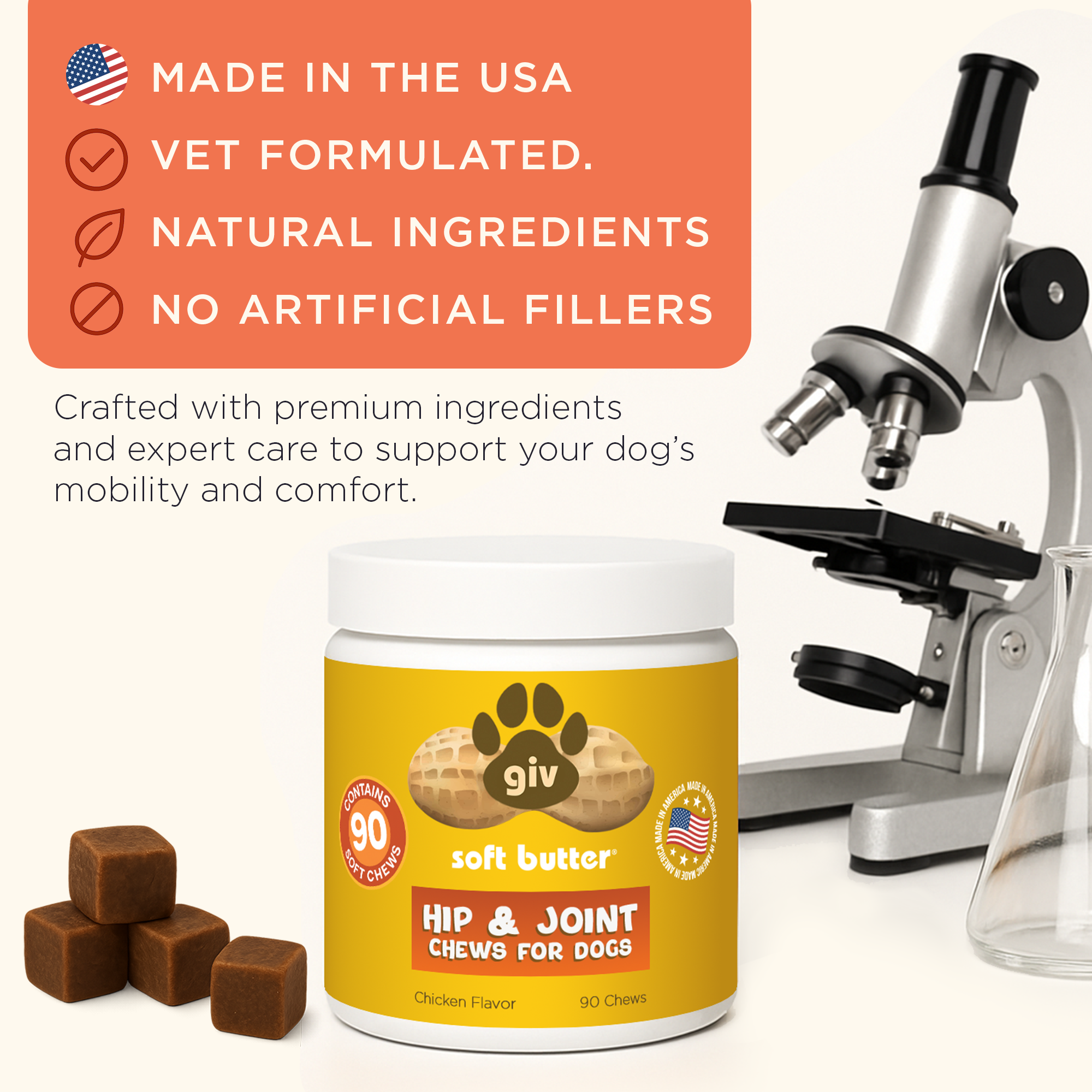 Hip & Joint Chews for Dogs (Two 90 Count Jars, 180 chews)