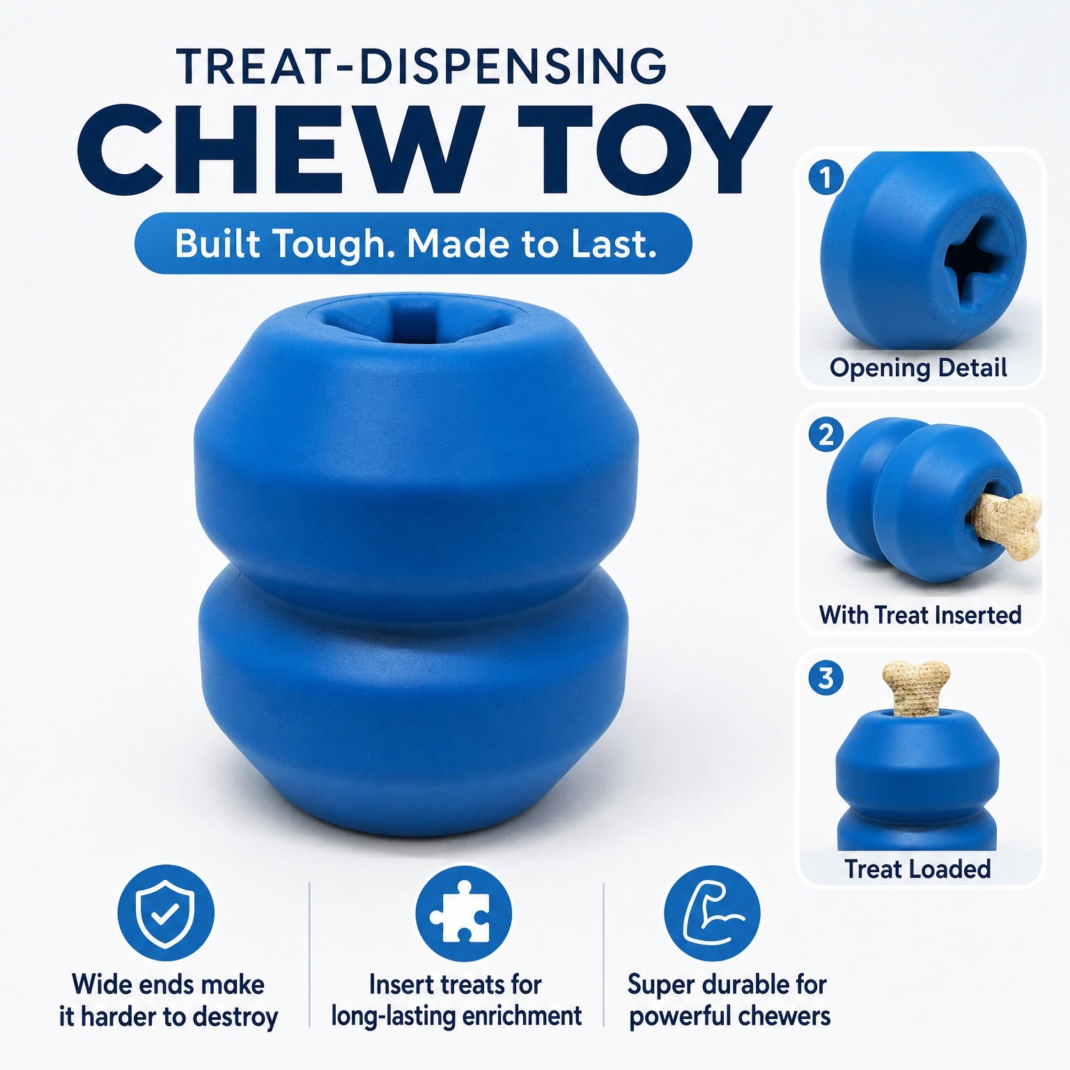 Double Trouble Dog Toy - Dual Chamber Treat Dispenser for Large Dogs | USA Made