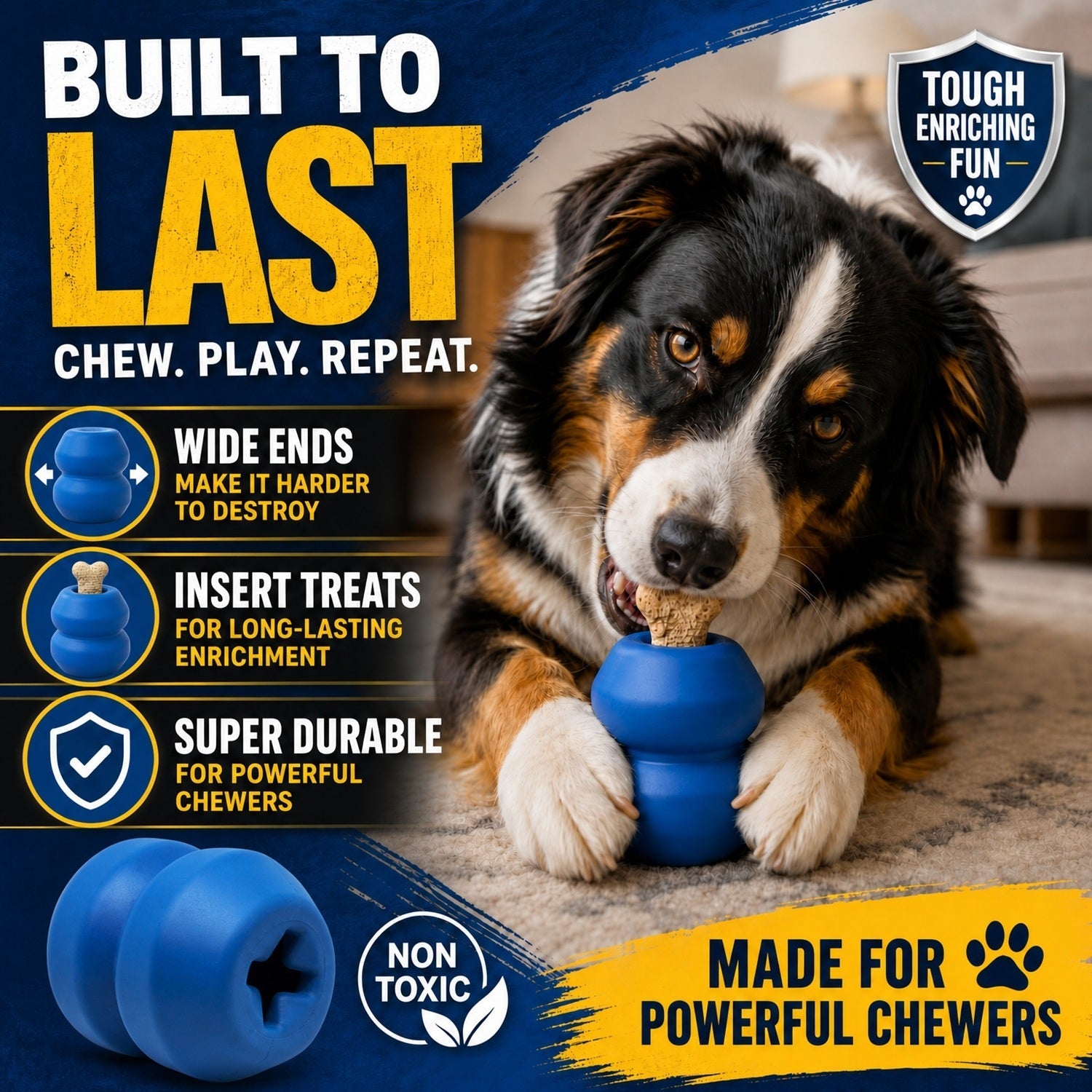 Double Trouble Dog Toy - Dual Chamber Treat Dispenser for Large Dogs | USA Made