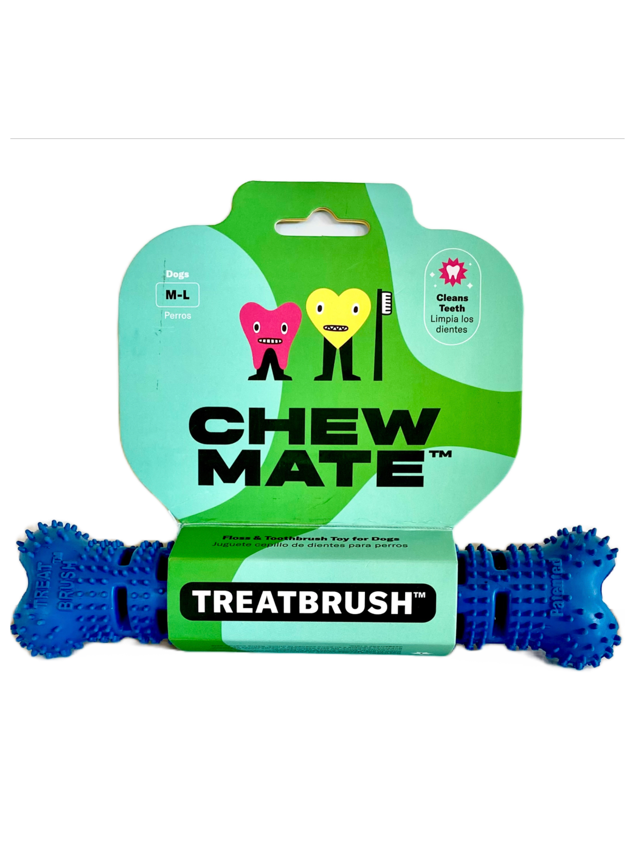 Large Natural Rubber Bone Toothbrush Toy Over 25 Lbs