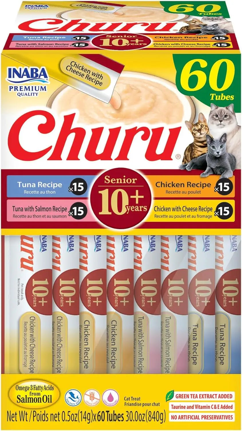 Churu Senior Cat Treats Taurine Hydration Lickable Tuna Chicken 40/60 Tubes