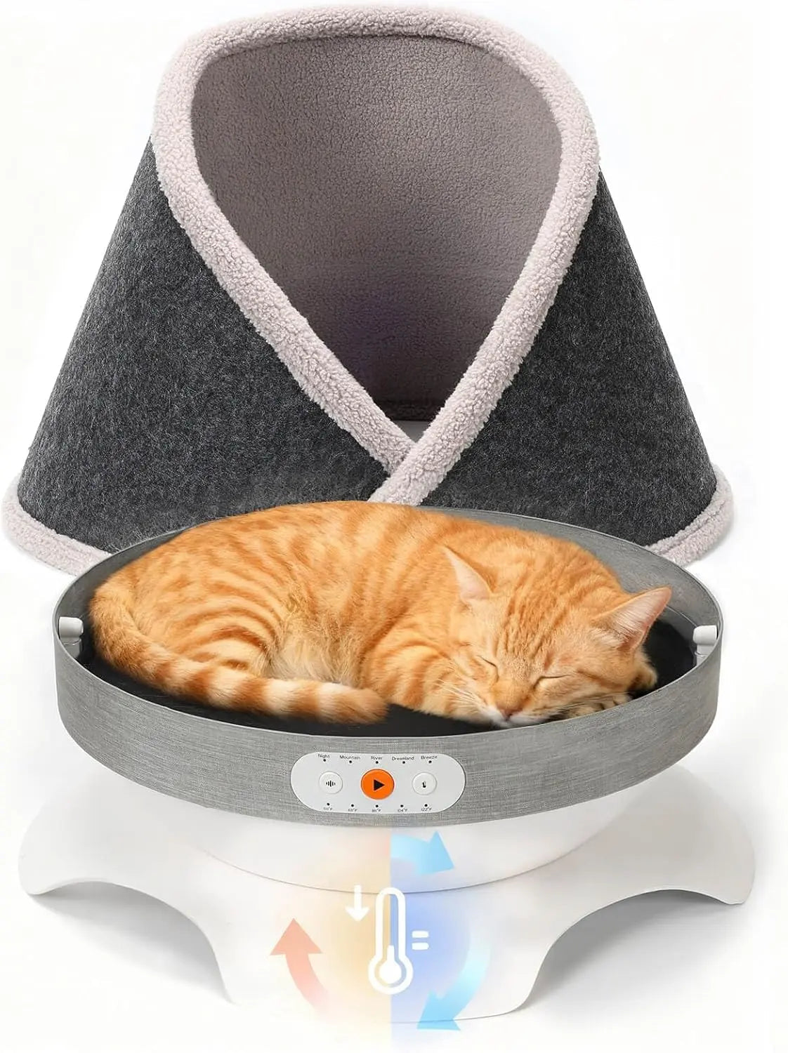 Indoor Heated & Cooling Cat Cave Bed with White Noise Smart Temperature Cat Bed