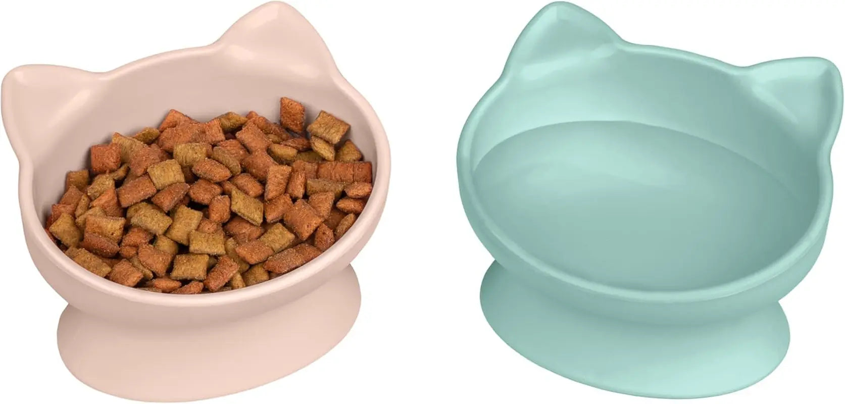 Kitty City Elevated Cat Bowls Set of 2 Whisker Friendly Raised 6.5oz Modern