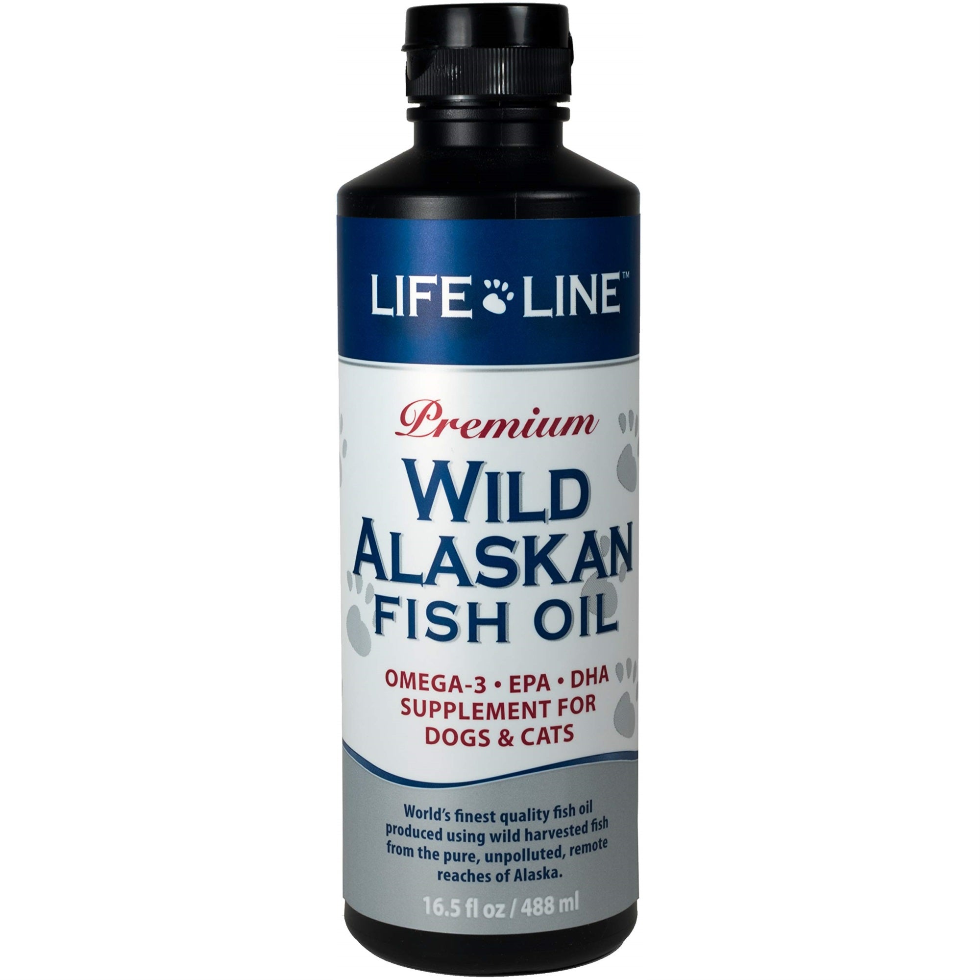 Life Line Pet Nutrition Wild Alaskan Fish Oil Omega-3 Supplement for Skin & Coat Supports Brain, Eye & Heart Health in Dogs & Ca