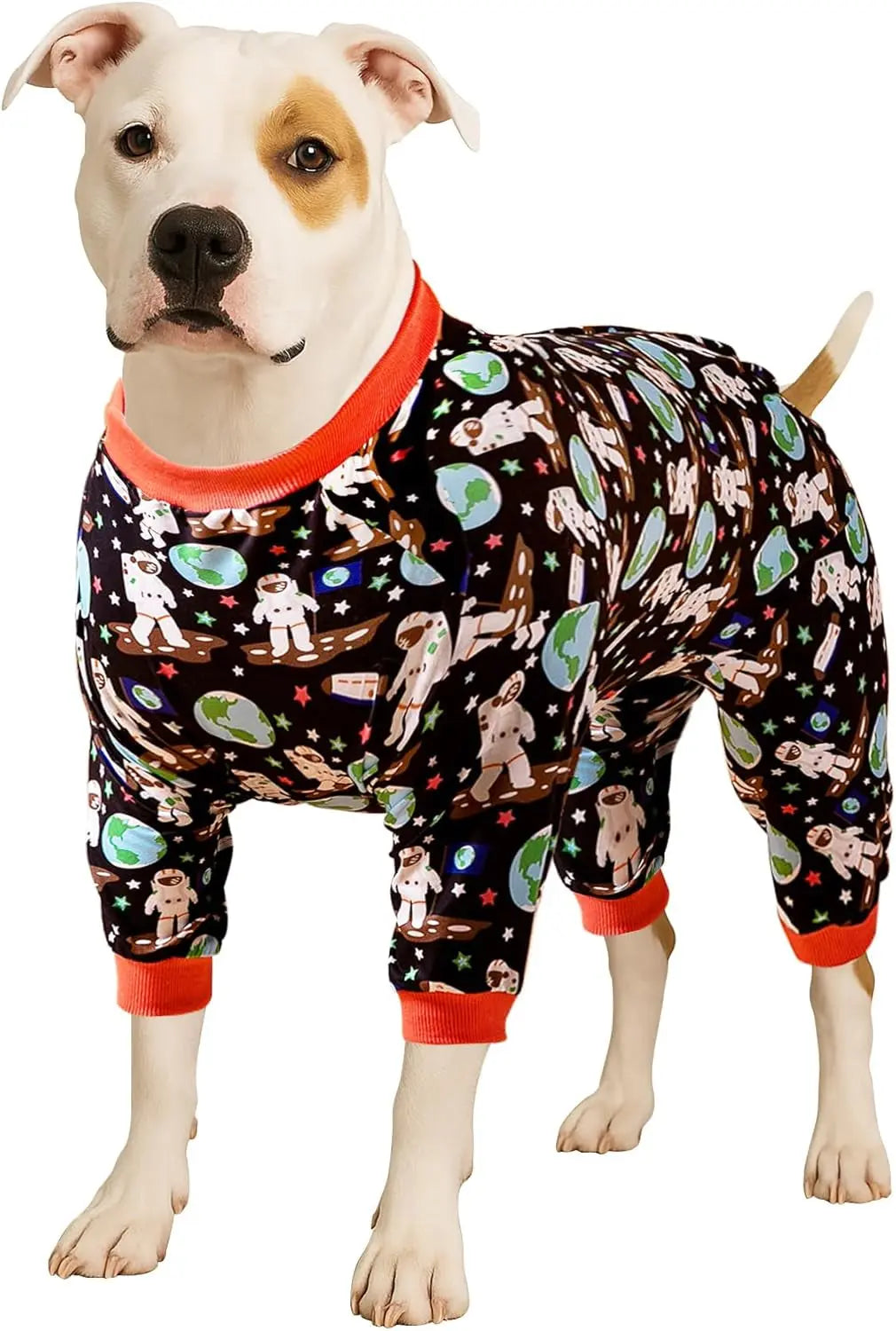 Dog Recovery Pajamas – Space Astronaut Print, UV Pullover for Large Dogs