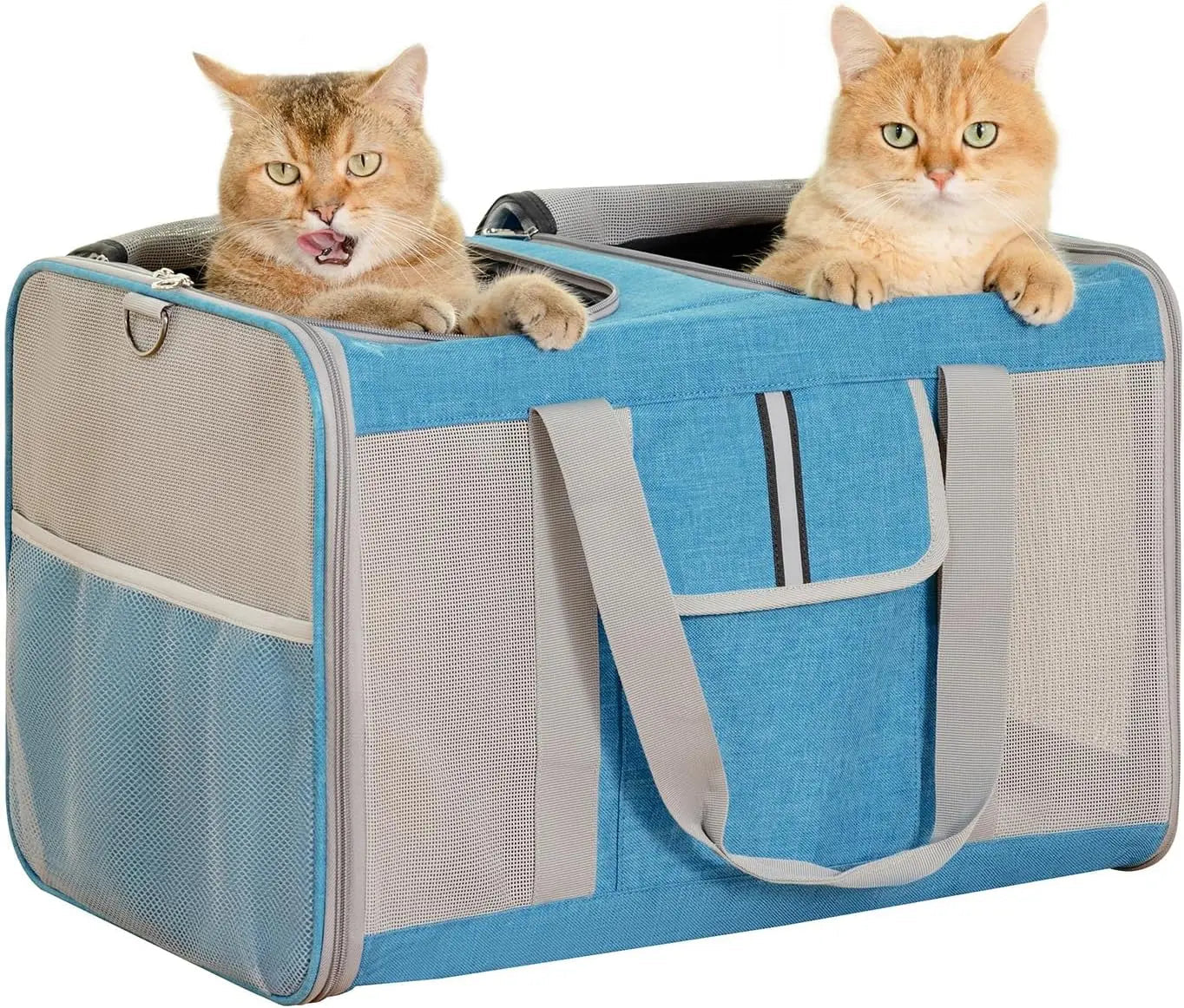 Large Dual Cat Carrier 38lb Capacity Soft Sided Pet Travel Bag w/ Divider & Mesh
