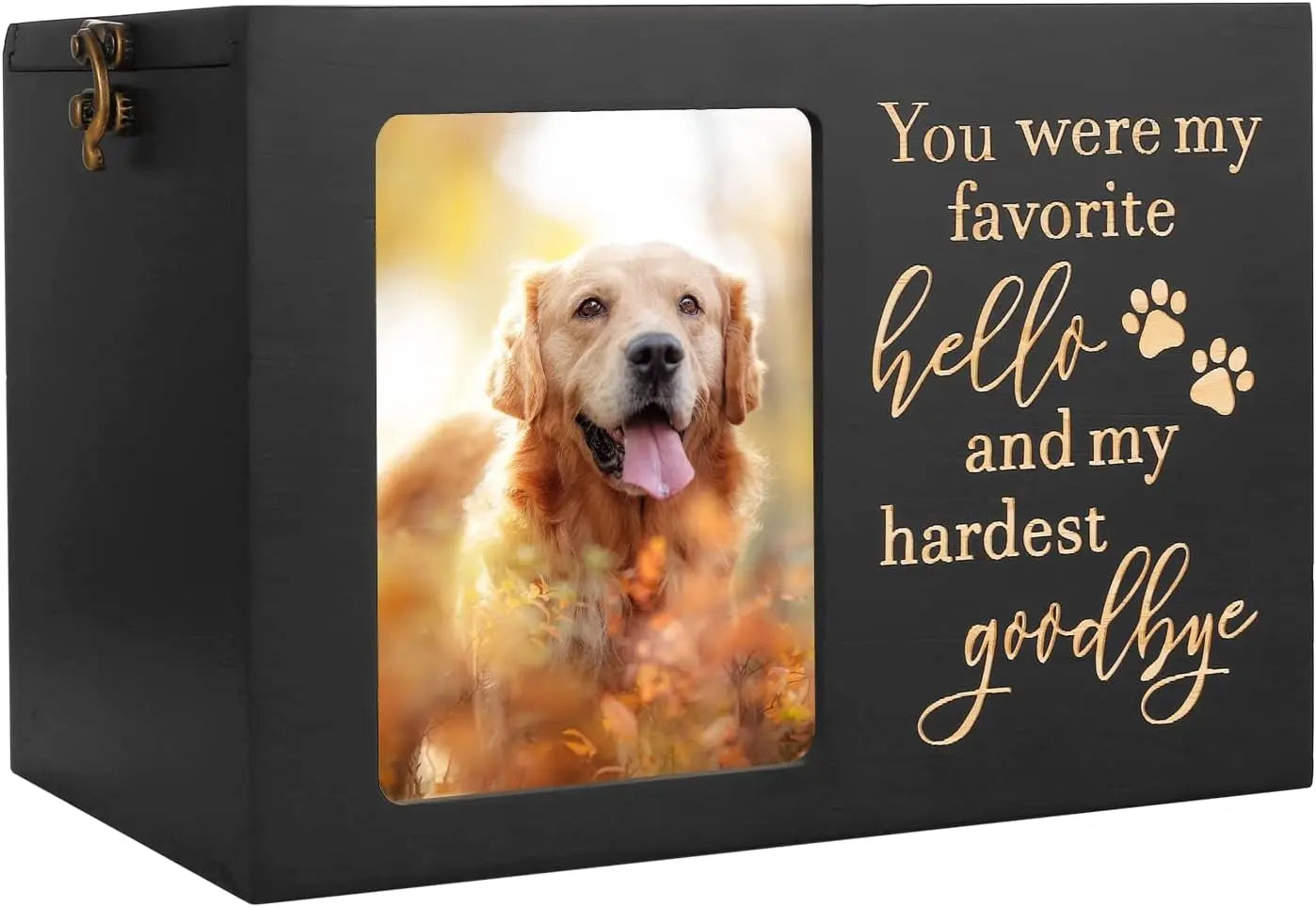 Large Wooden Pet Memorial Urn with Photo Frame Keepsake Box for Dog or Cat