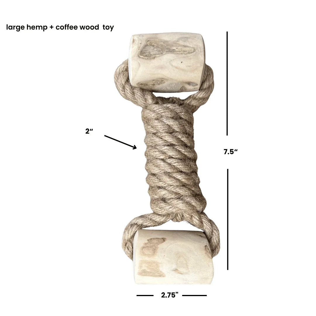 hemp rope + coffee wood toy