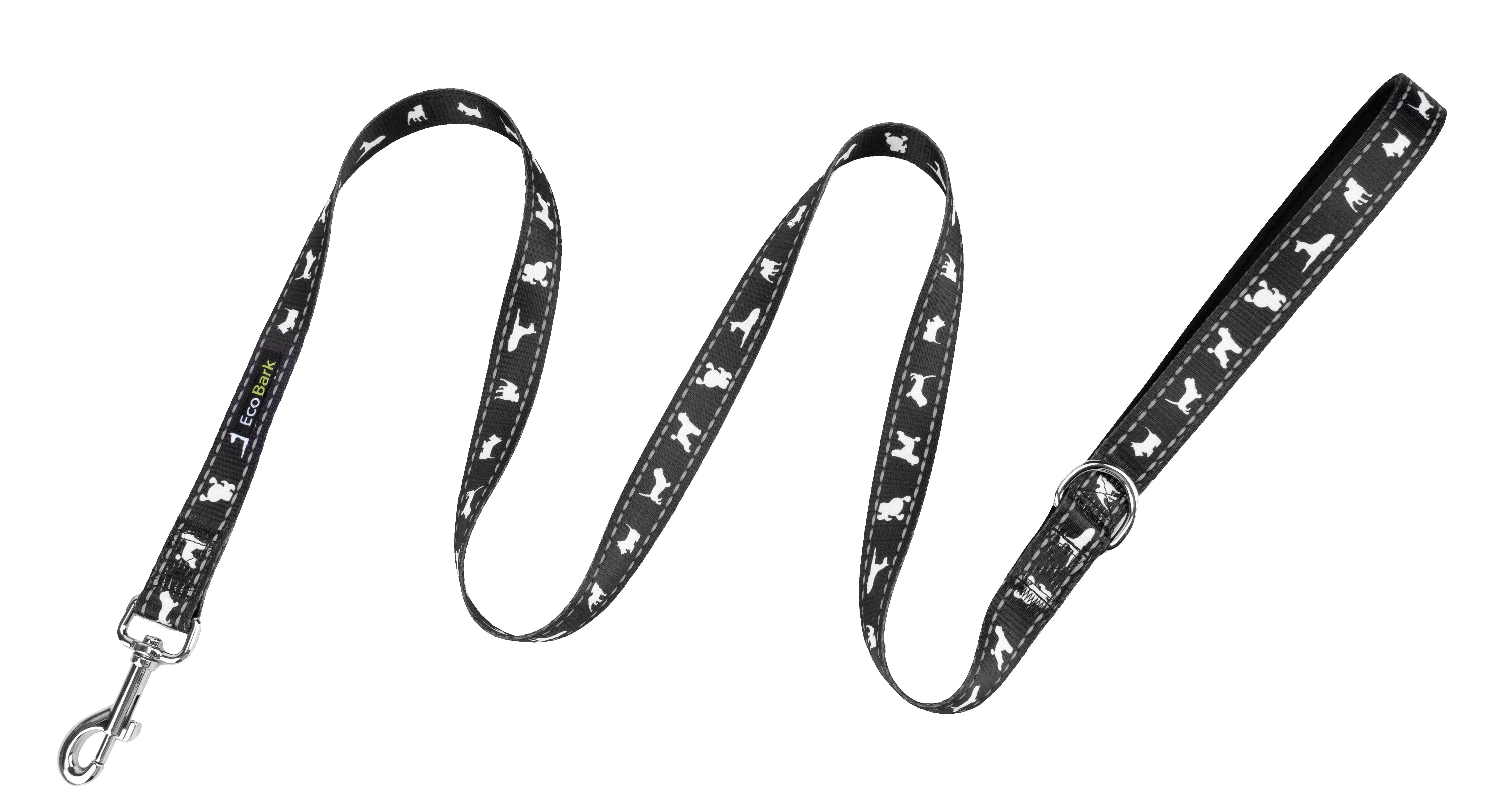 Black Dog Leash by EcoBark - Comfort Grip Padded Leash - 5ft for Small and Medium Dogs