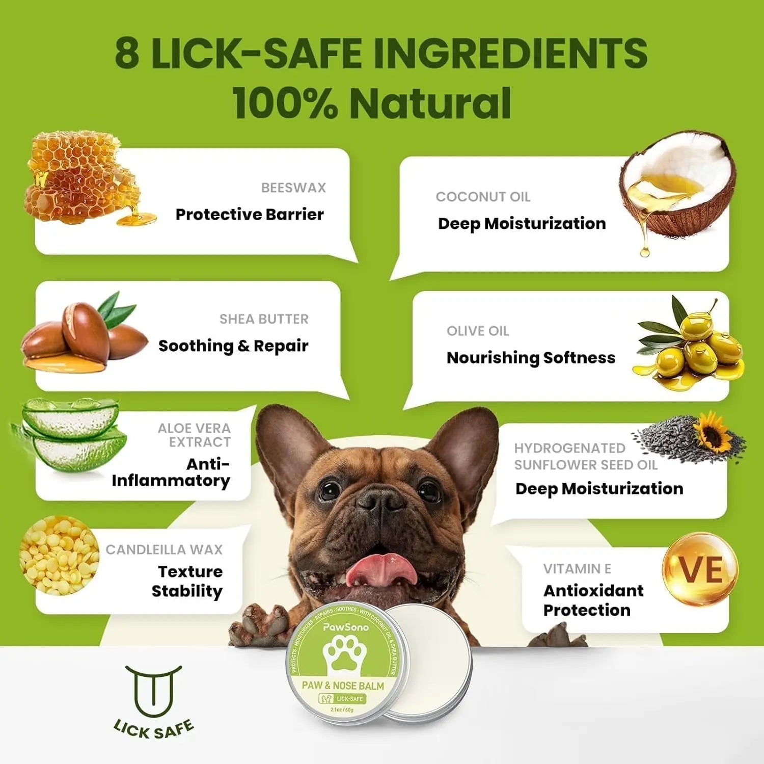 Lick-Safe Dog Paw & Nose Balm with Coconut Oil, All-Natural Moisturizer