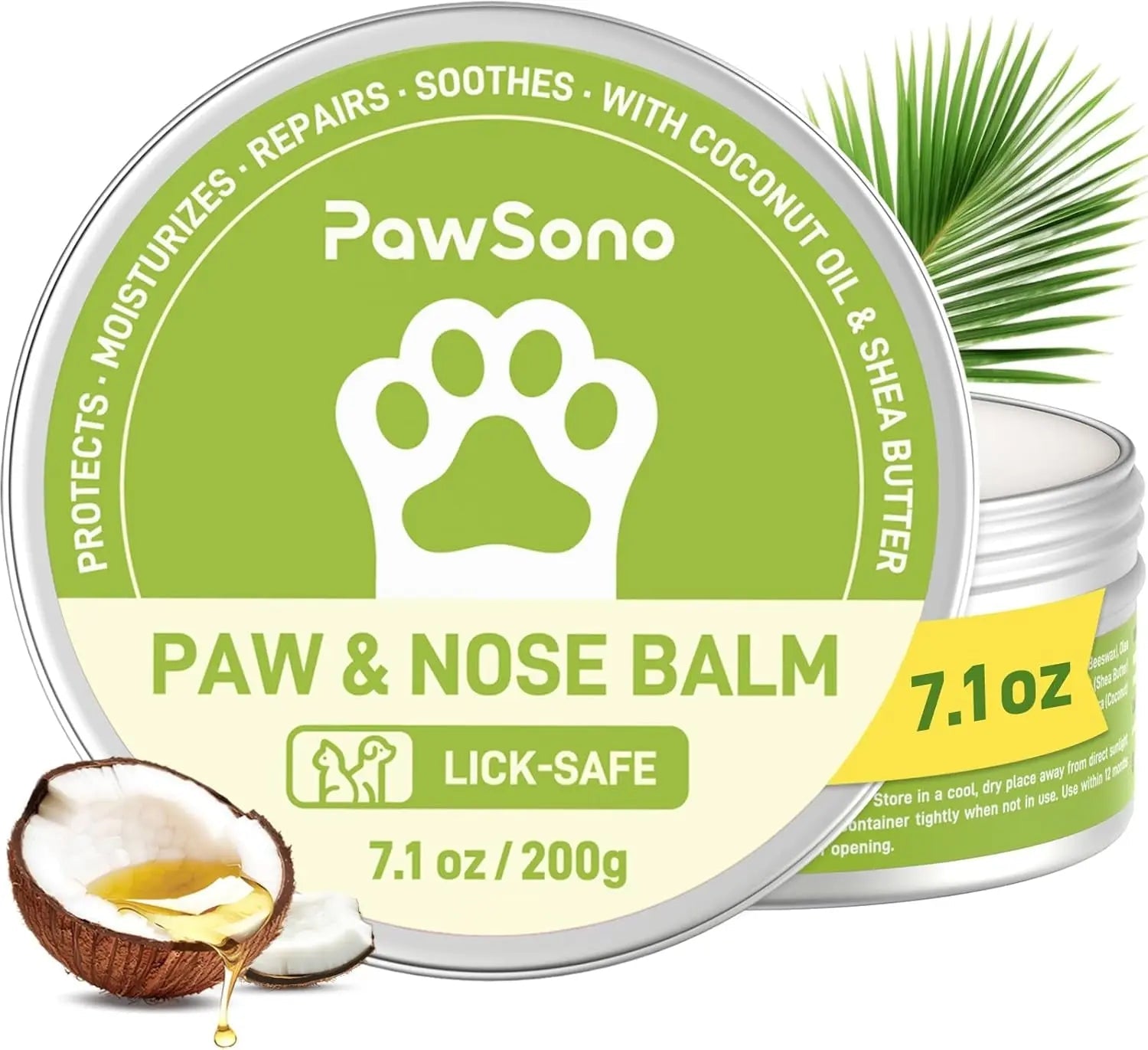 Lick-Safe Dog Paw & Nose Balm with Coconut Oil, All-Natural Moisturizer