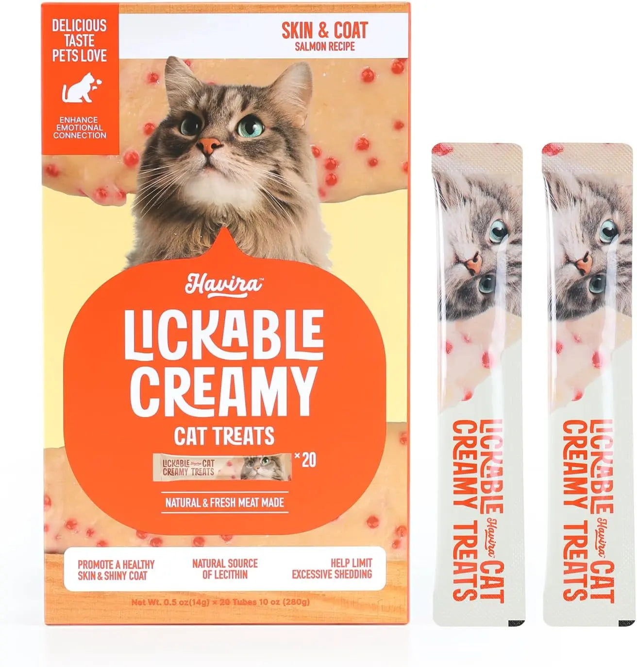Lickable Cat Treat Skin Coat Salmon Omega-3 Grain Free Squeeze