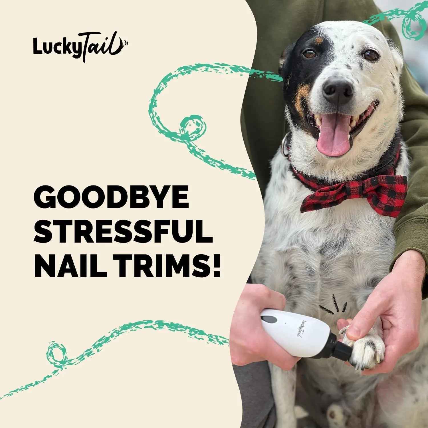 Luckytail Pet Nail Grinder Quiet USB Rechargeable 2 LED 2 Speeds