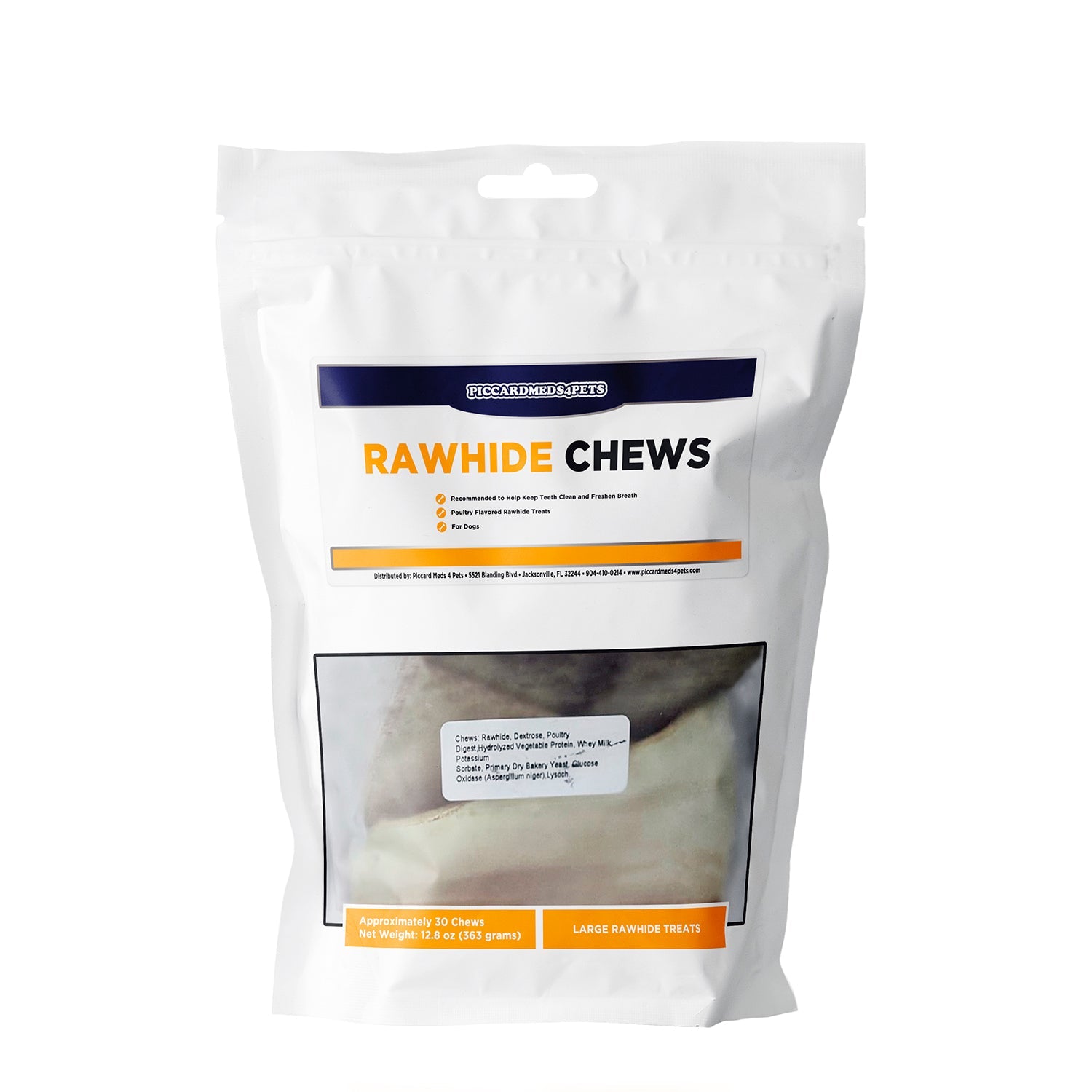 Piccardmeds4pets Rawhide Dental Chews Large Dogs 26–50lbs Teeth & Breath Care