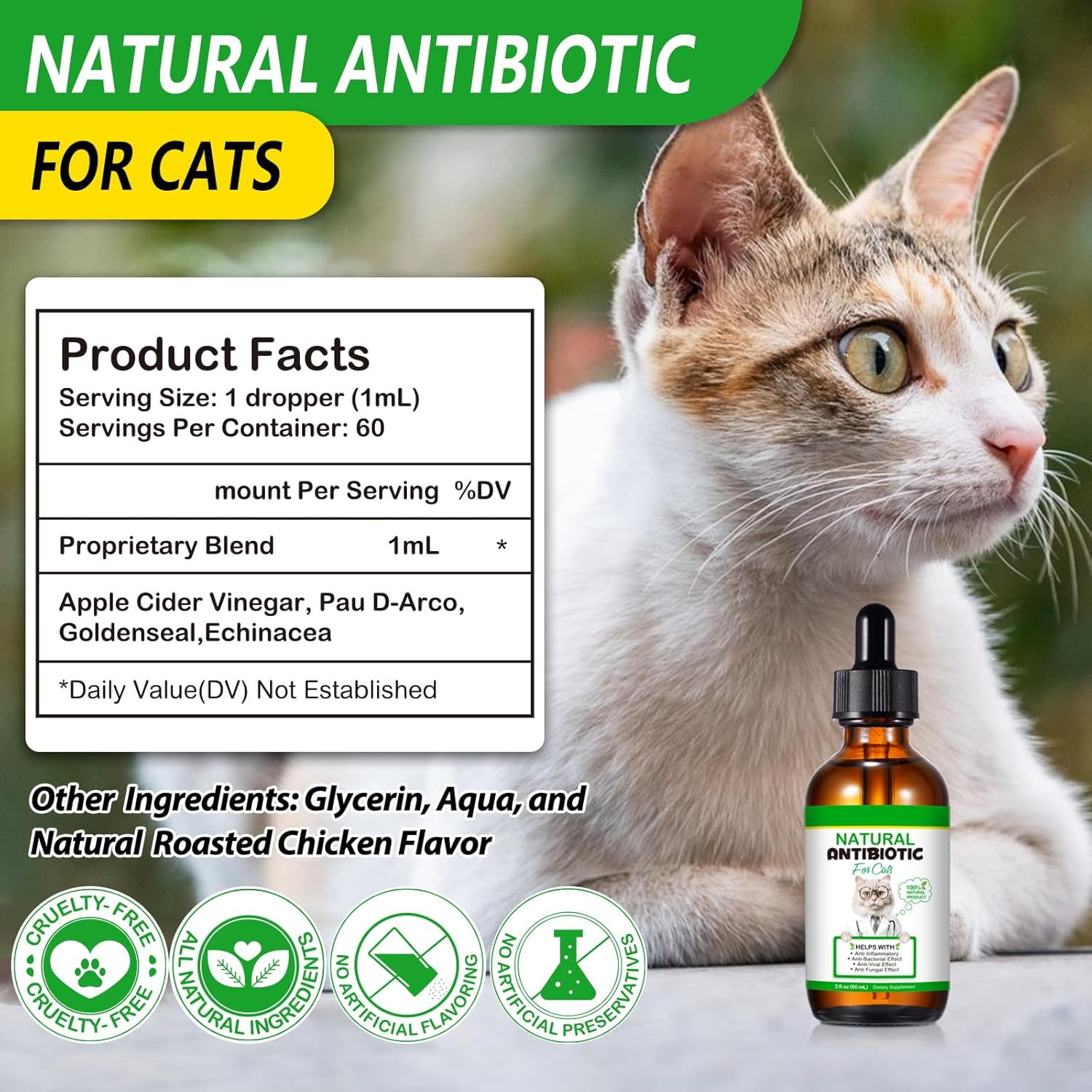 Natural Cat Immune Support Liquid Herbal Remedy Allergy Itch Relief 2oz