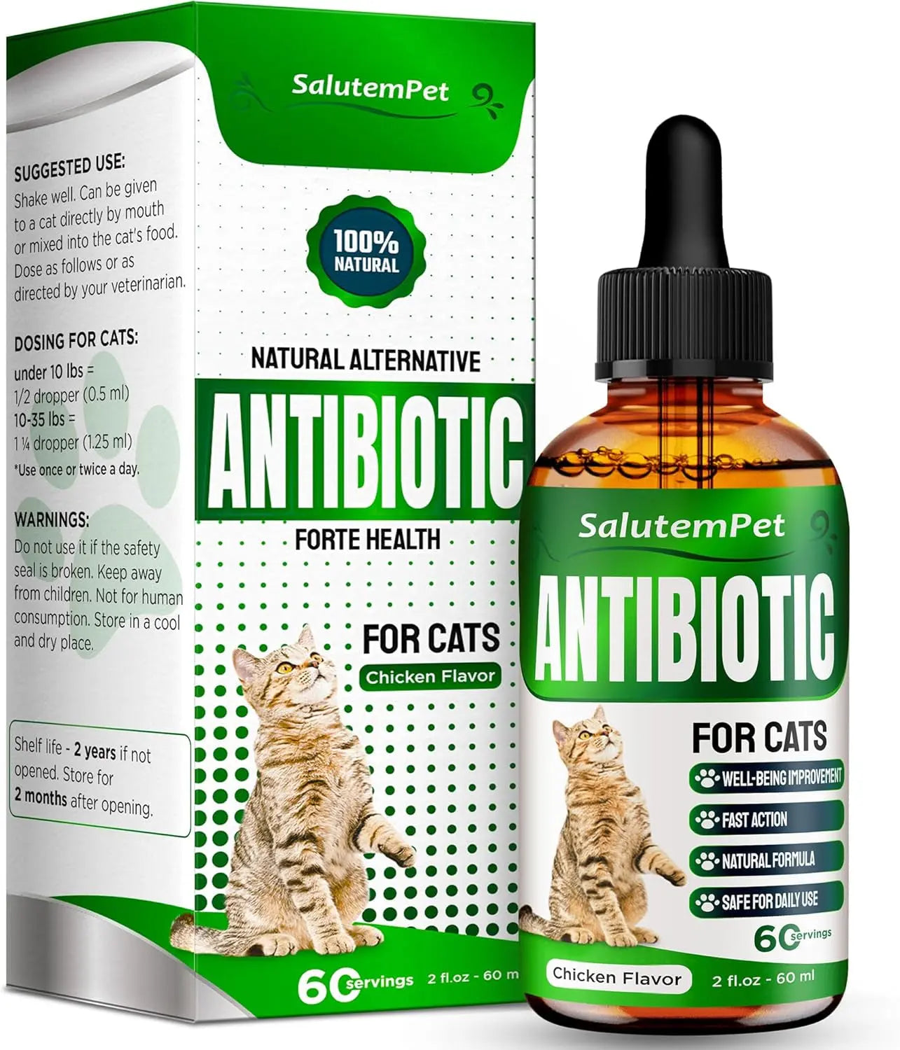 Natural Immune Support Drops for Cats, Chicken Flavor Liquid Supplement 2oz