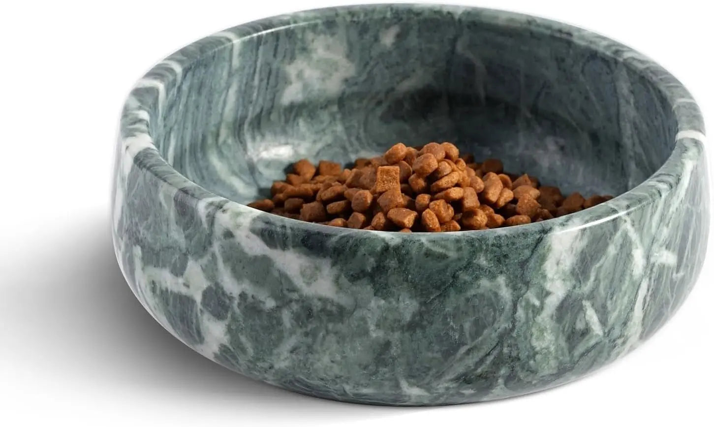 Natural Marble Dog & Cat Bowl | Weighted Non-Slip Pet Food & Water Dish