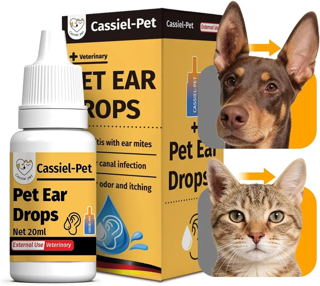 Natural Pet Ear Drops for Dogs & Cats Ear Mites & Ear Infection Care 20 ml