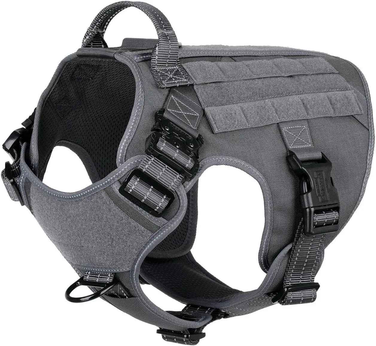 No-Pull Tactical Dog Harness with Handle & MOLLE Vest Adjustable