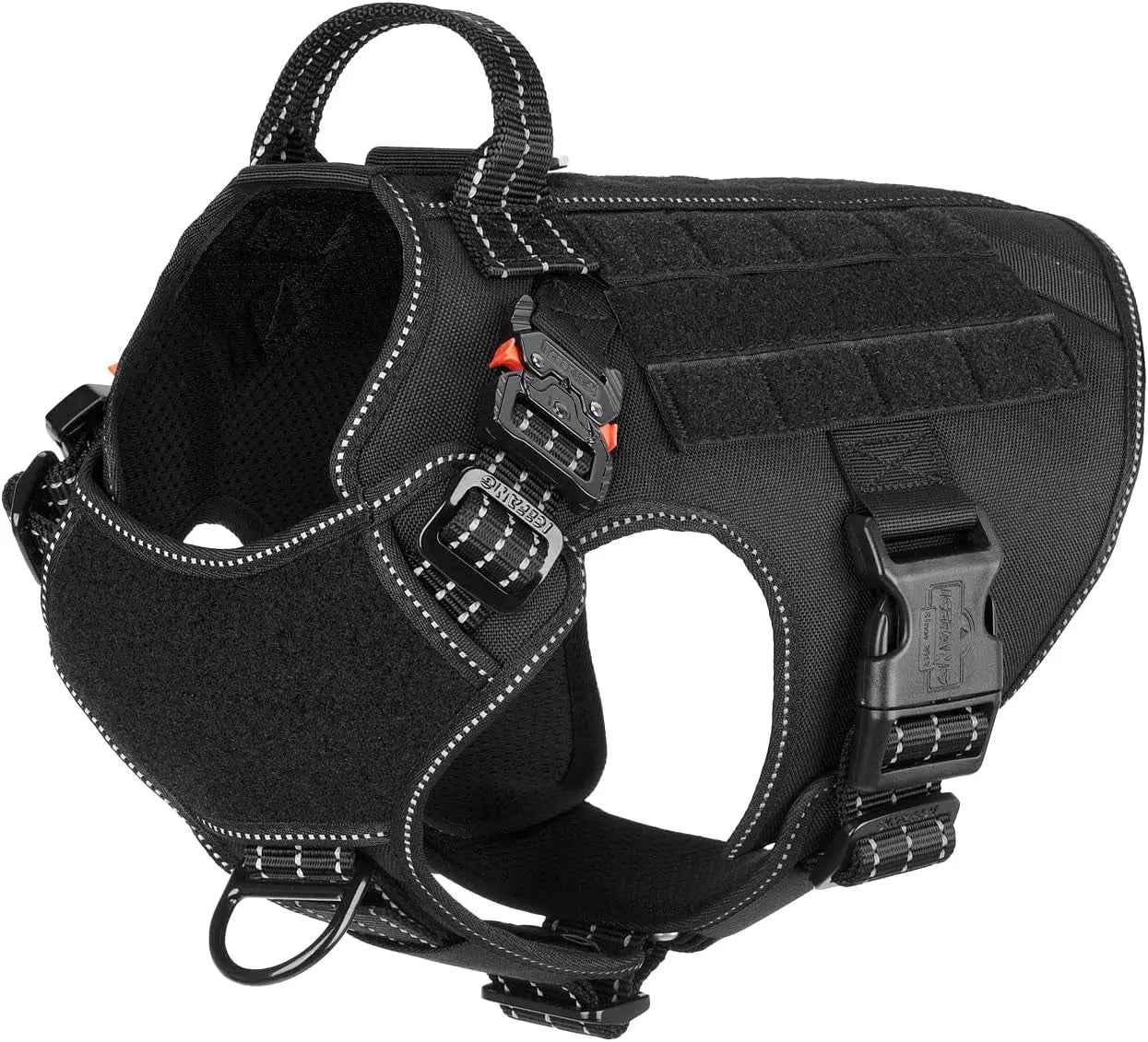 No-Pull Tactical Dog Harness with Handle & MOLLE Vest Adjustable