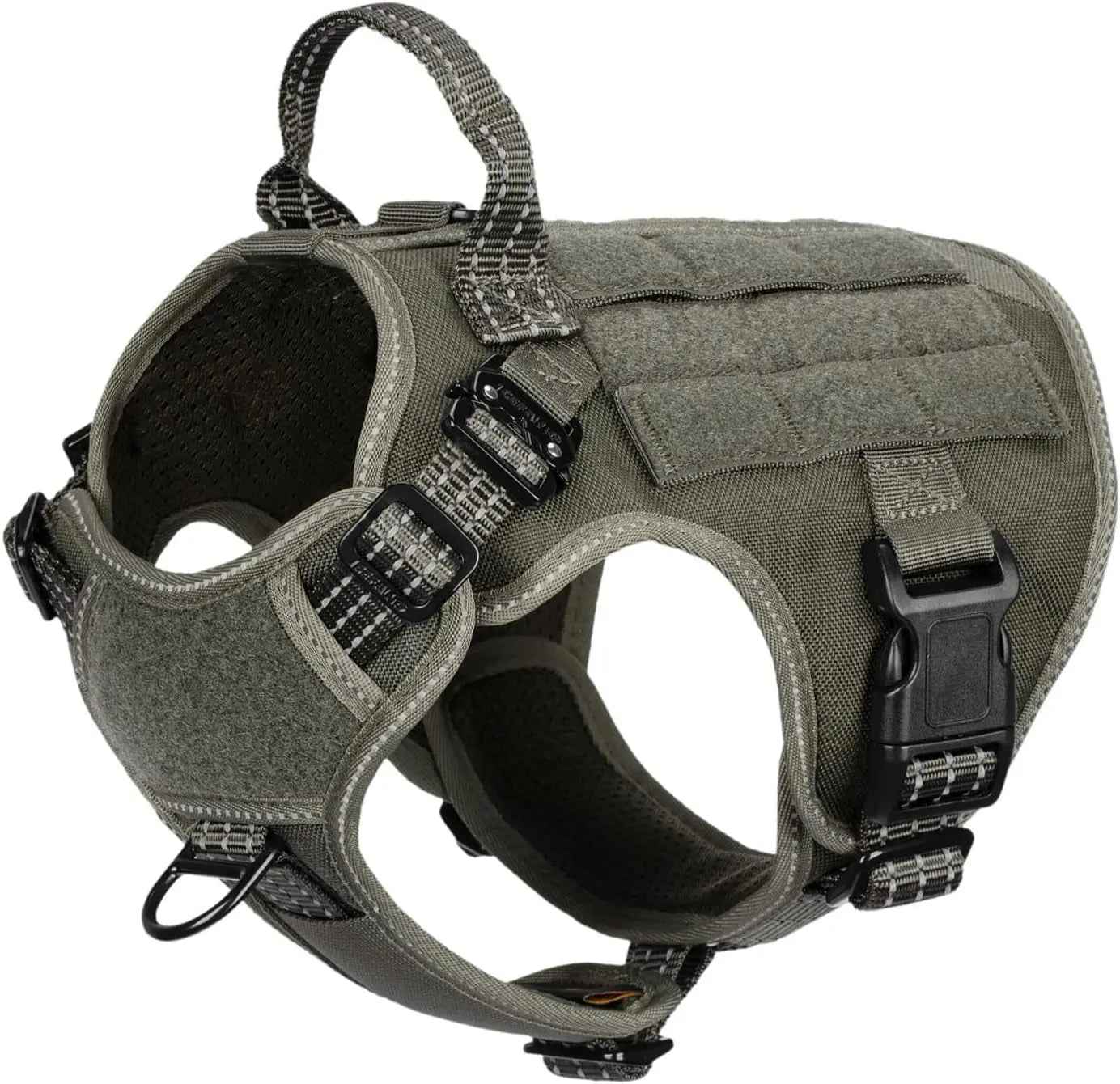 No-Pull Tactical Dog Harness with Handle & MOLLE Vest Adjustable
