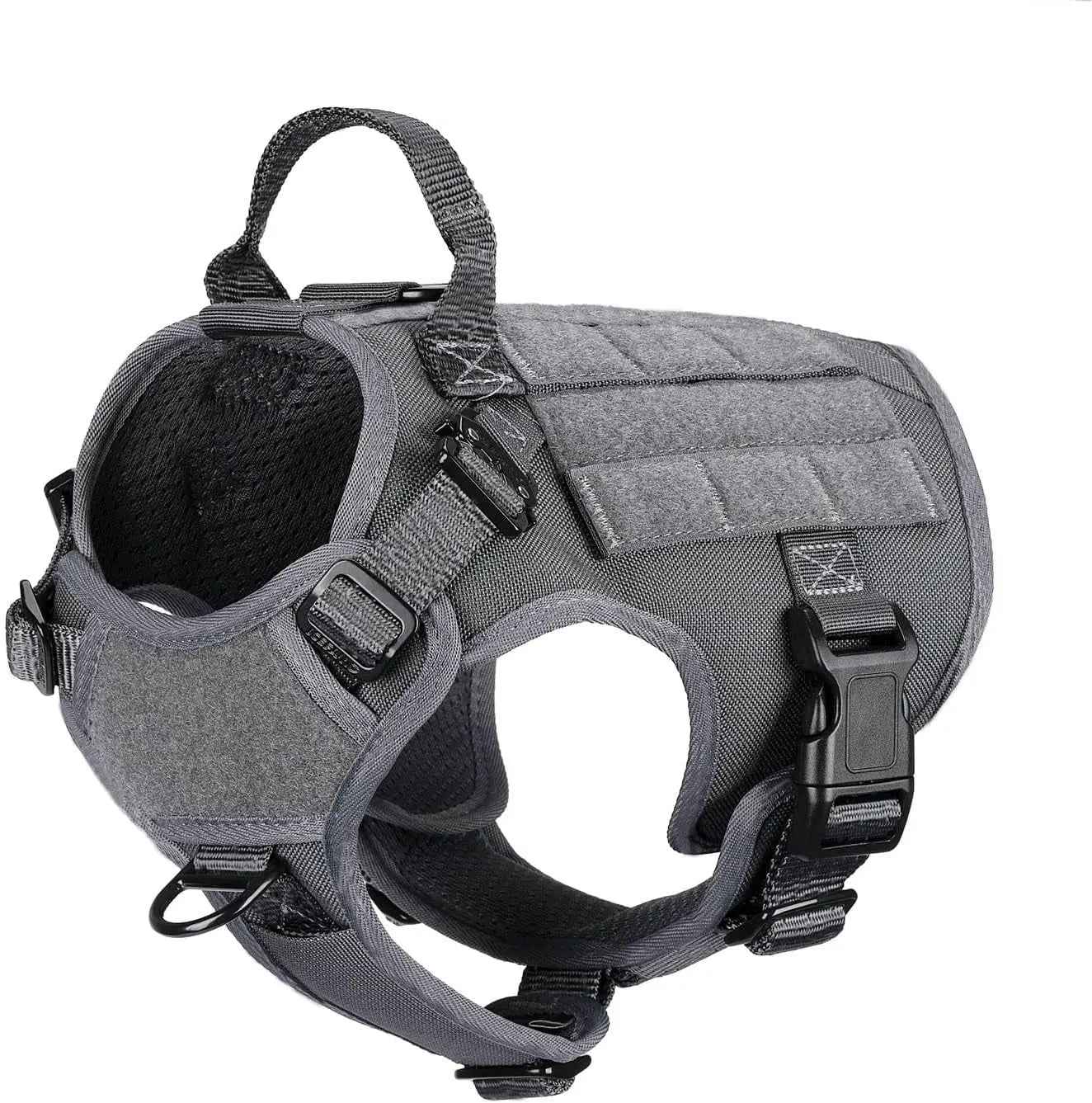 No-Pull Tactical Dog Harness with Handle & MOLLE Vest Adjustable