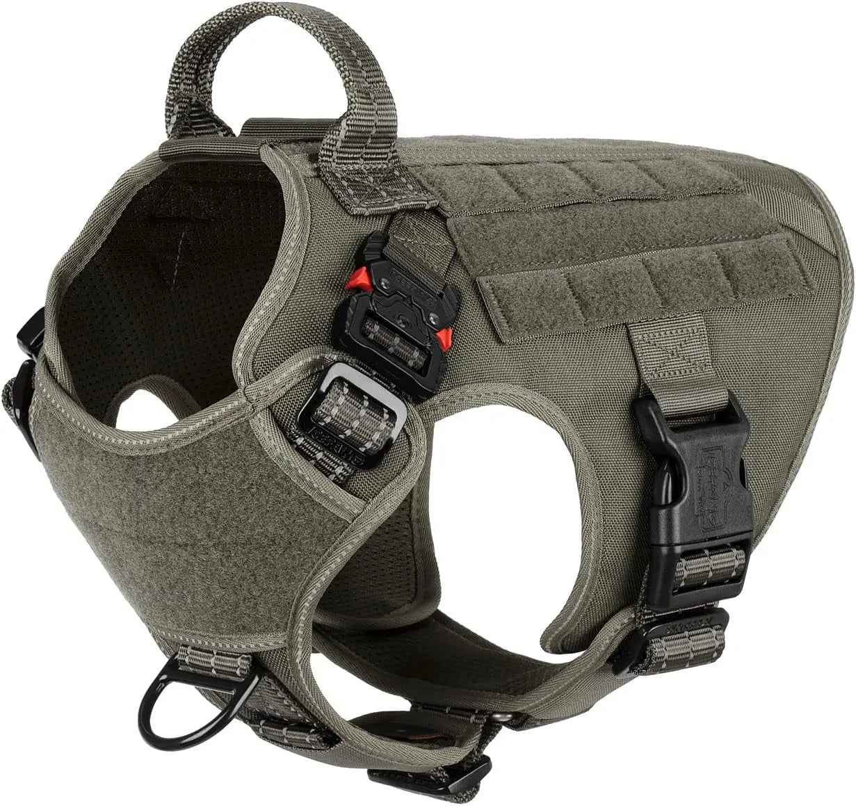 No-Pull Tactical Dog Harness with Handle & MOLLE Vest Adjustable