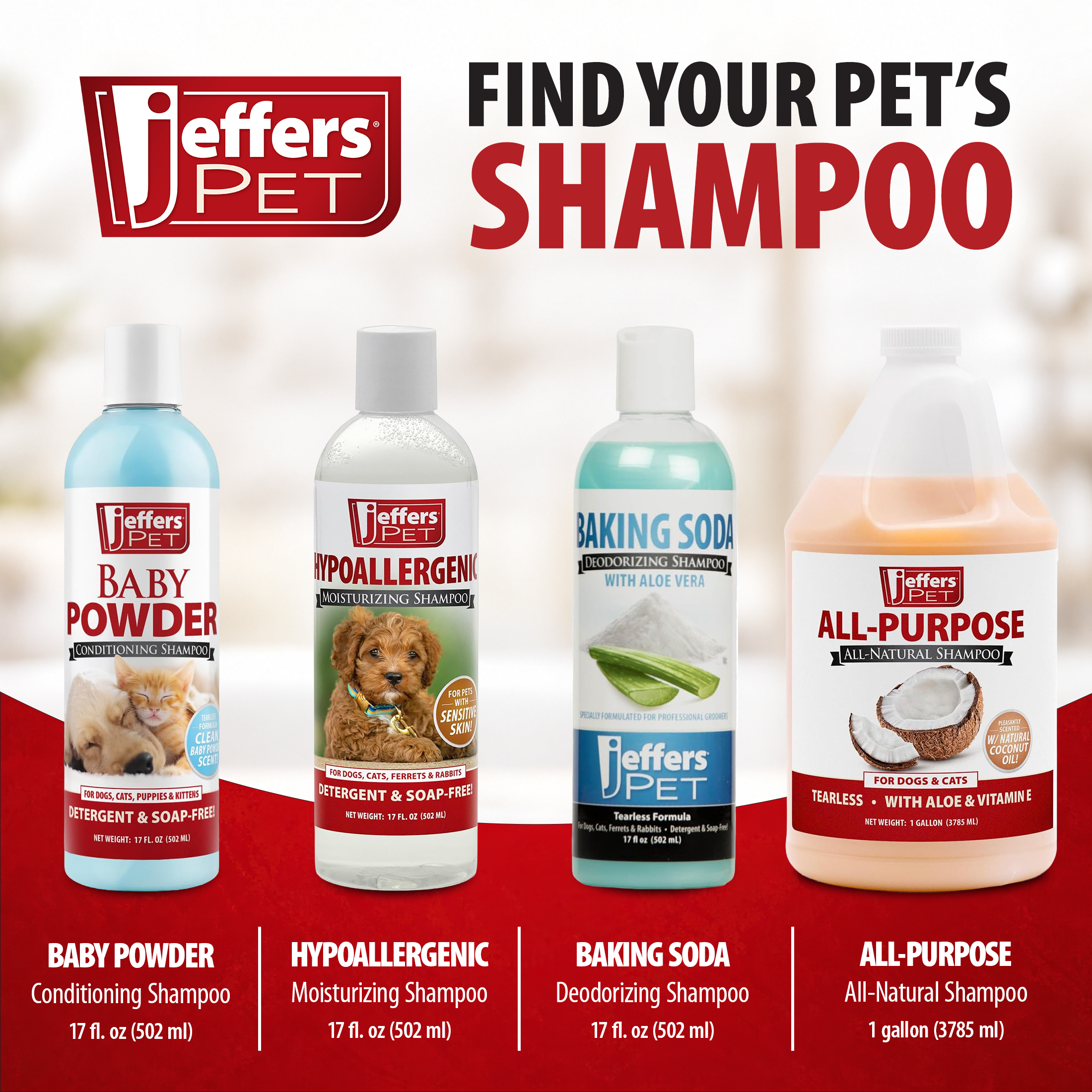 Jeffers Pet Baby Powder Tearless Conditioning Shampoo for Puppies and Kittens